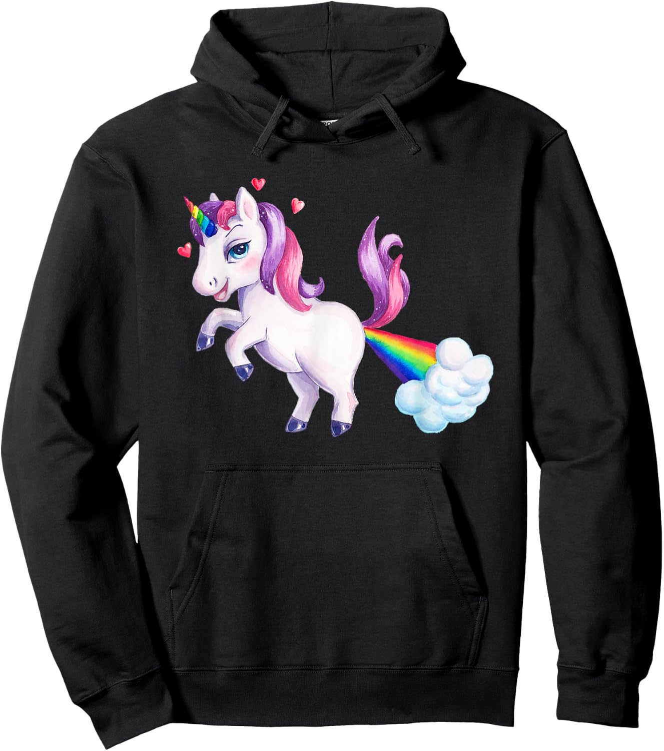 Rainbow Unicorn Fart | Funny Farting Unicorn Hoodie - Hoodie | Black