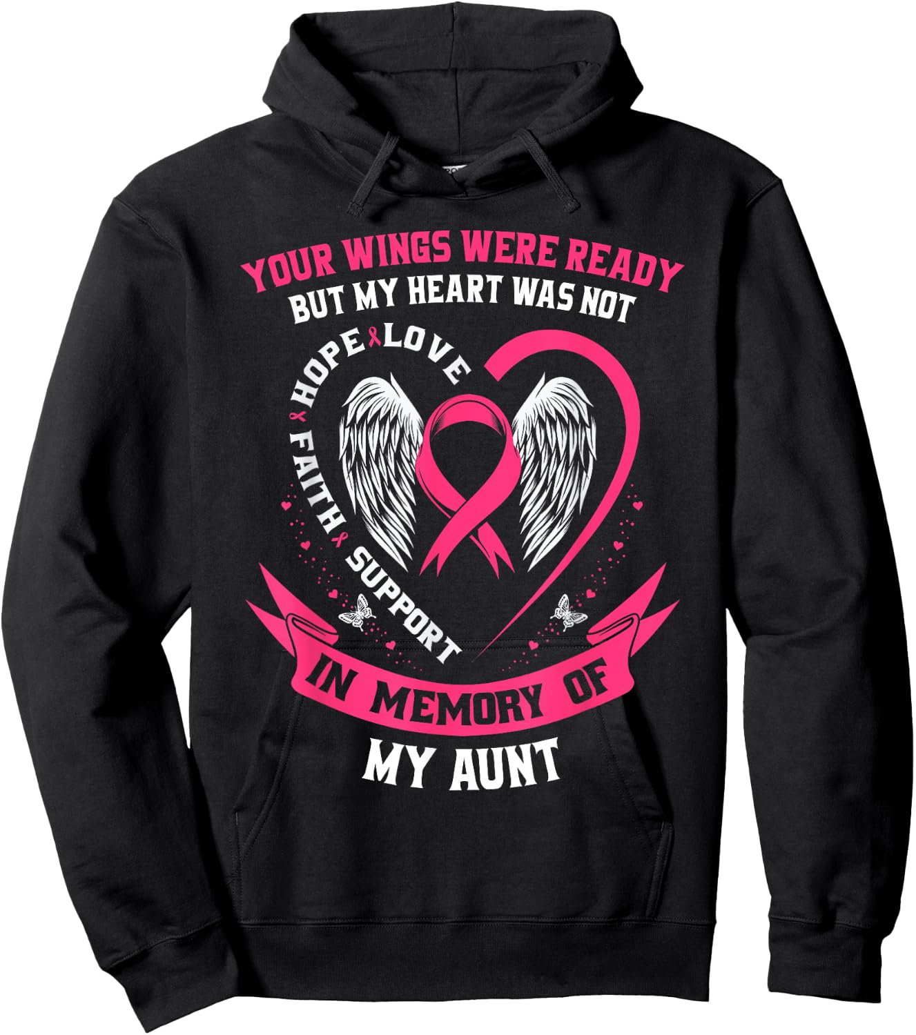 Memorial Gifts Loss of Aunt Breast Cancer Awareness Shirts Hoodie - Hoodie | Black