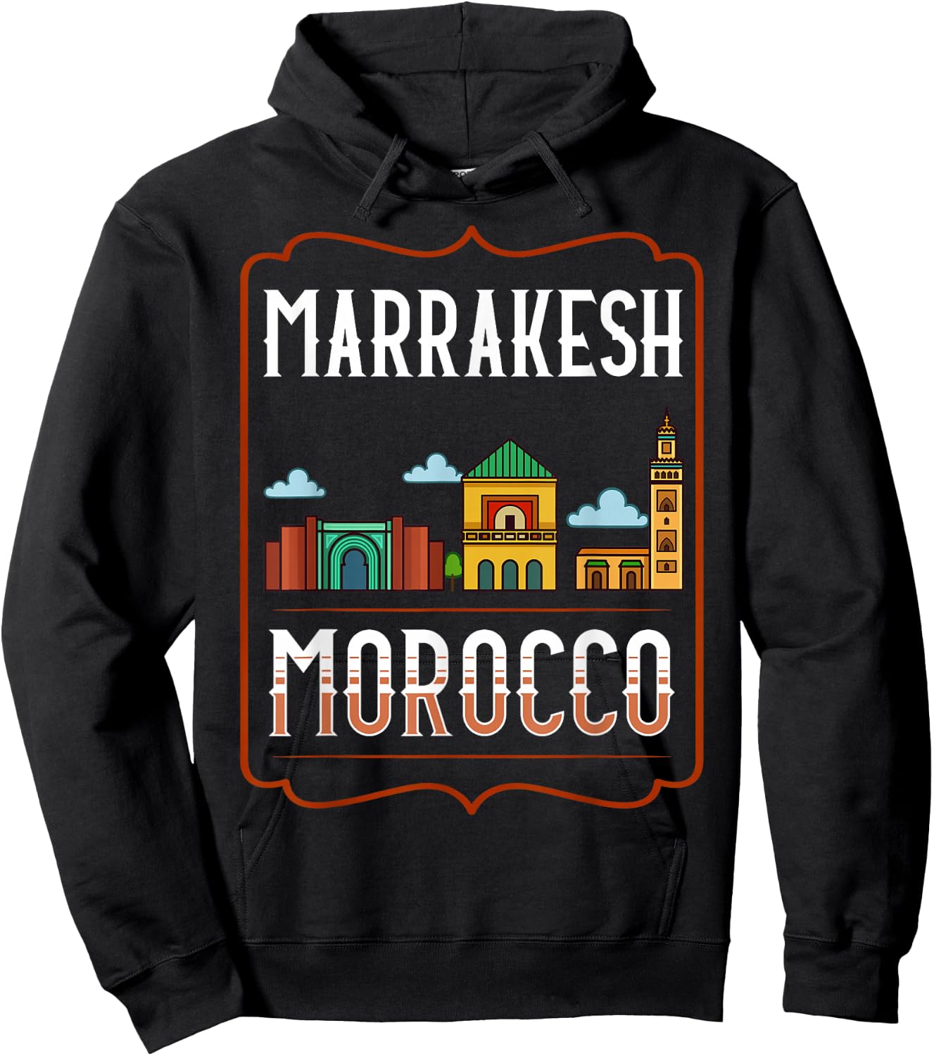 Marrakesh Morocco City Skyline Map Travel Hoodie - Hoodie | Black