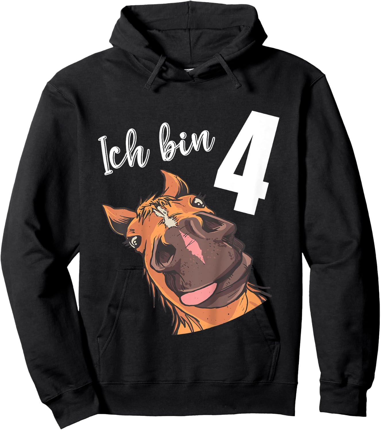 Children's 4 Years Boy Girl 4th Birthday Horse , black Hoodie - Hoodie | Black