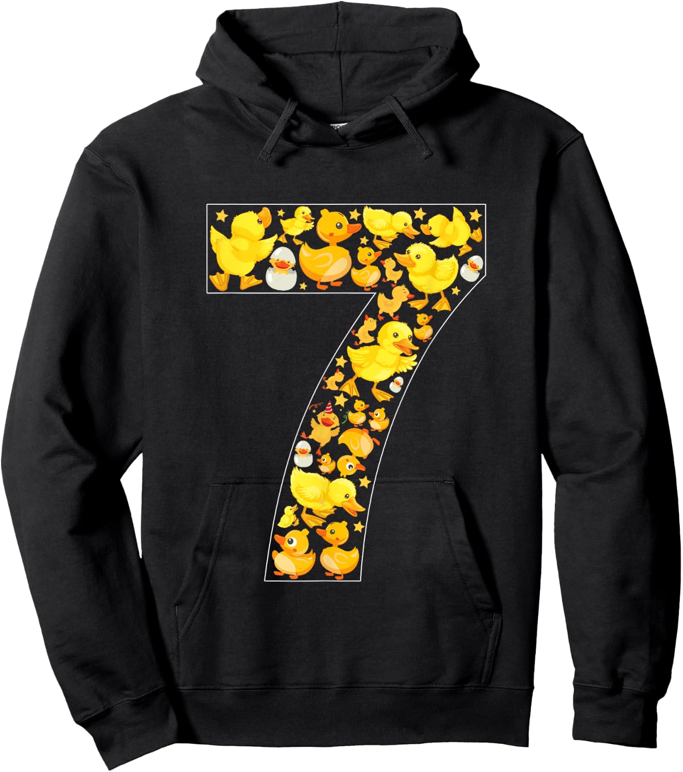 7th Birthday Cute Duck Theme 7 Year Old Boy Girl Birthday Hoodie - Hoodie | Black