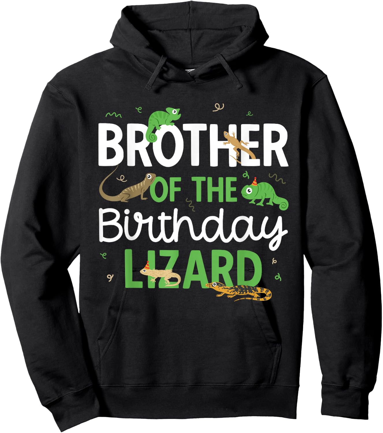 Reptile Brother Of The Birthday Lizard Themed Birthday Hoodie - Hoodie | Black