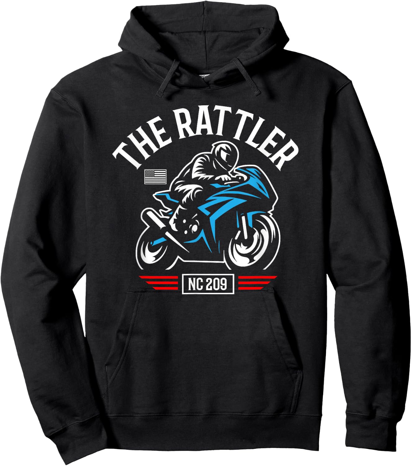 The Rattler NC 209 USA Motorcycle Design Hoodie - Hoodie | Black