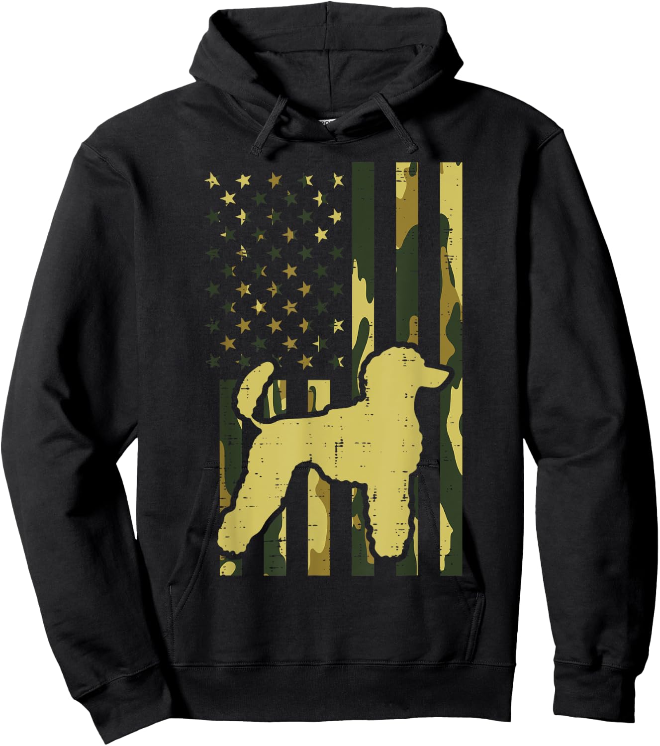 Camo US Flag Poodle Vintage Patriotic Dog Lover Owner Gift Women Kids Men Hoodie - Hoodie | Black