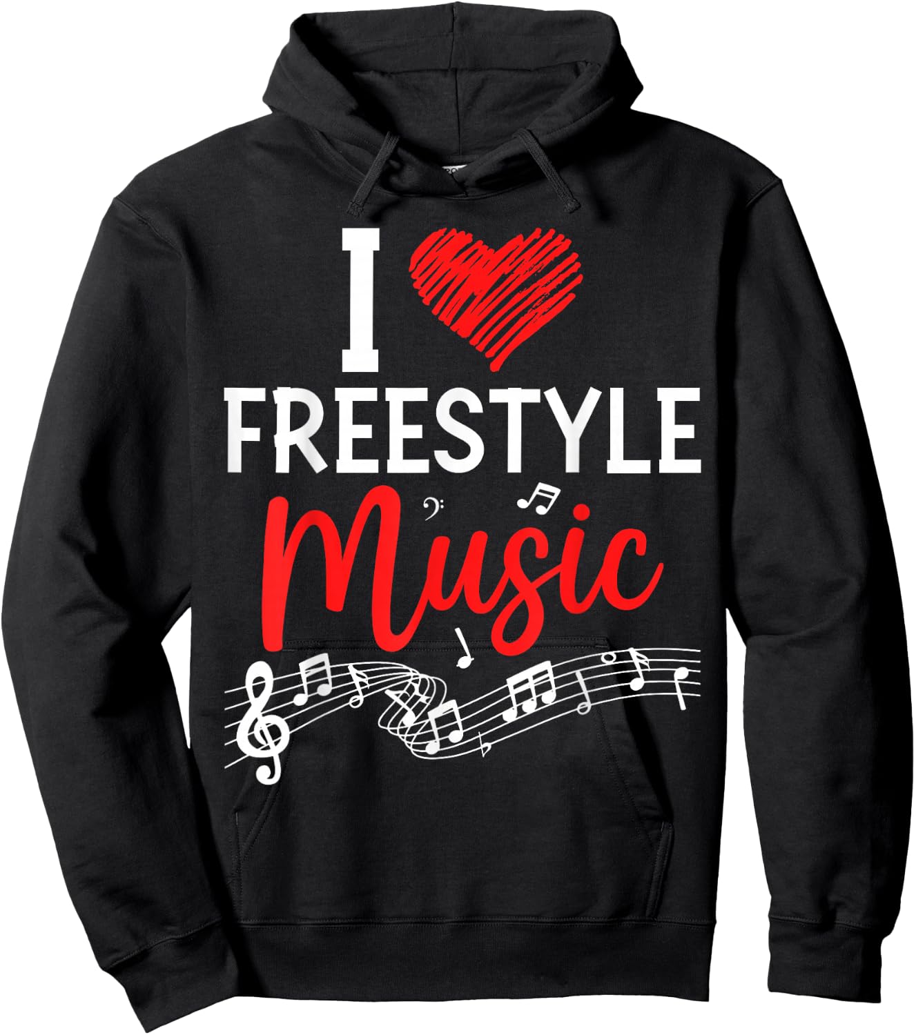 I Love Freestyle Music Shirt Funny Retro Music Lover Gift Hoodie - Hoodie | Black