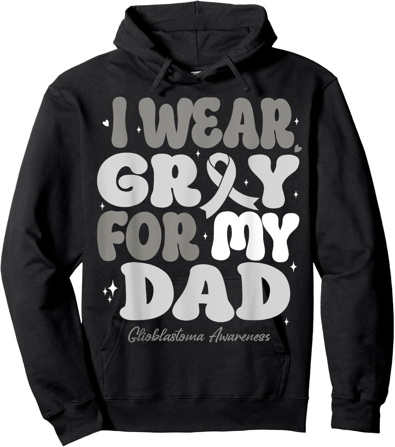 I Wear Gray For My Dad Glioblastoma Awareness Ribbon Retro Hoodie - Hoodie | Black