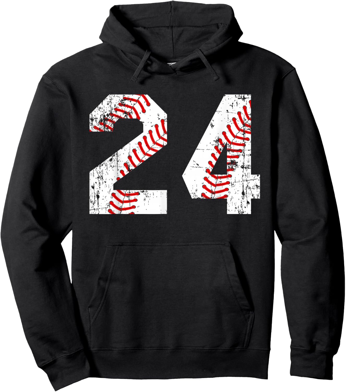 Vintage Baseball 24 Jersey Number Hoodie - Hoodie | Black