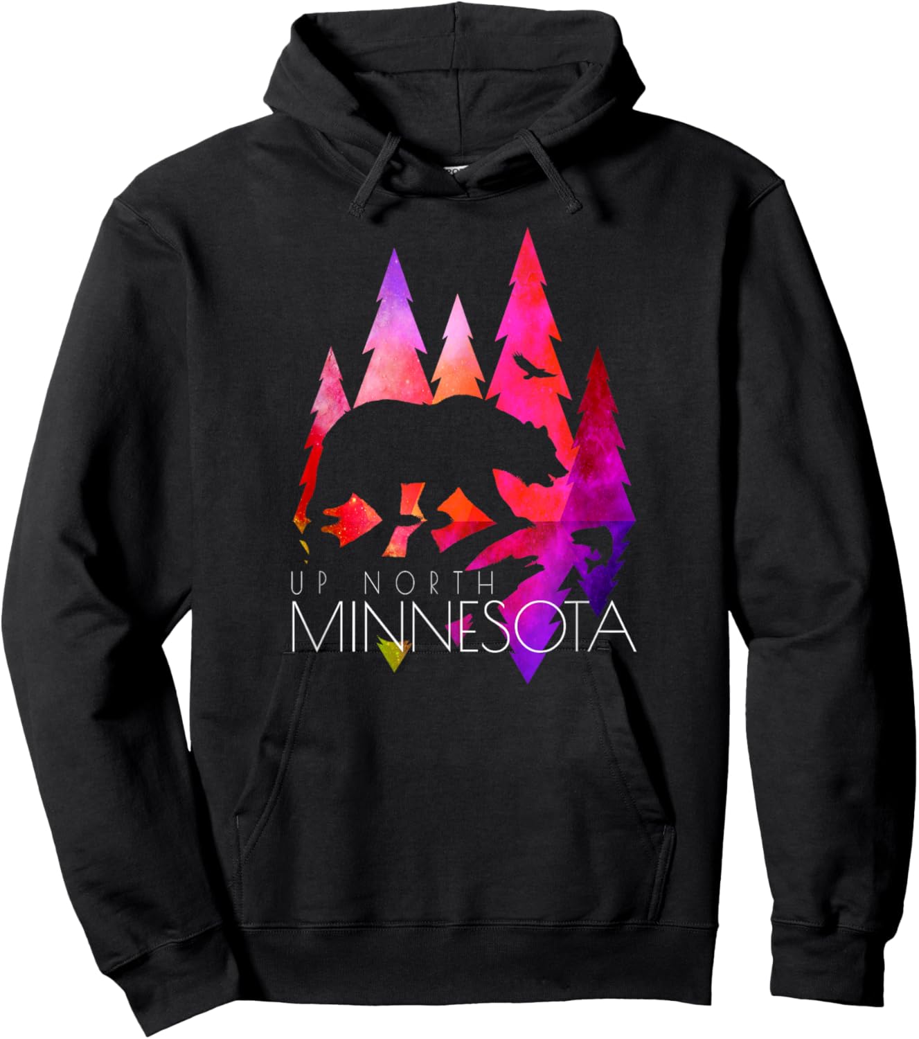 Minnesota - Stylish Up North Colorful Bear - Minnesota Hoodie - Hoodie | Black