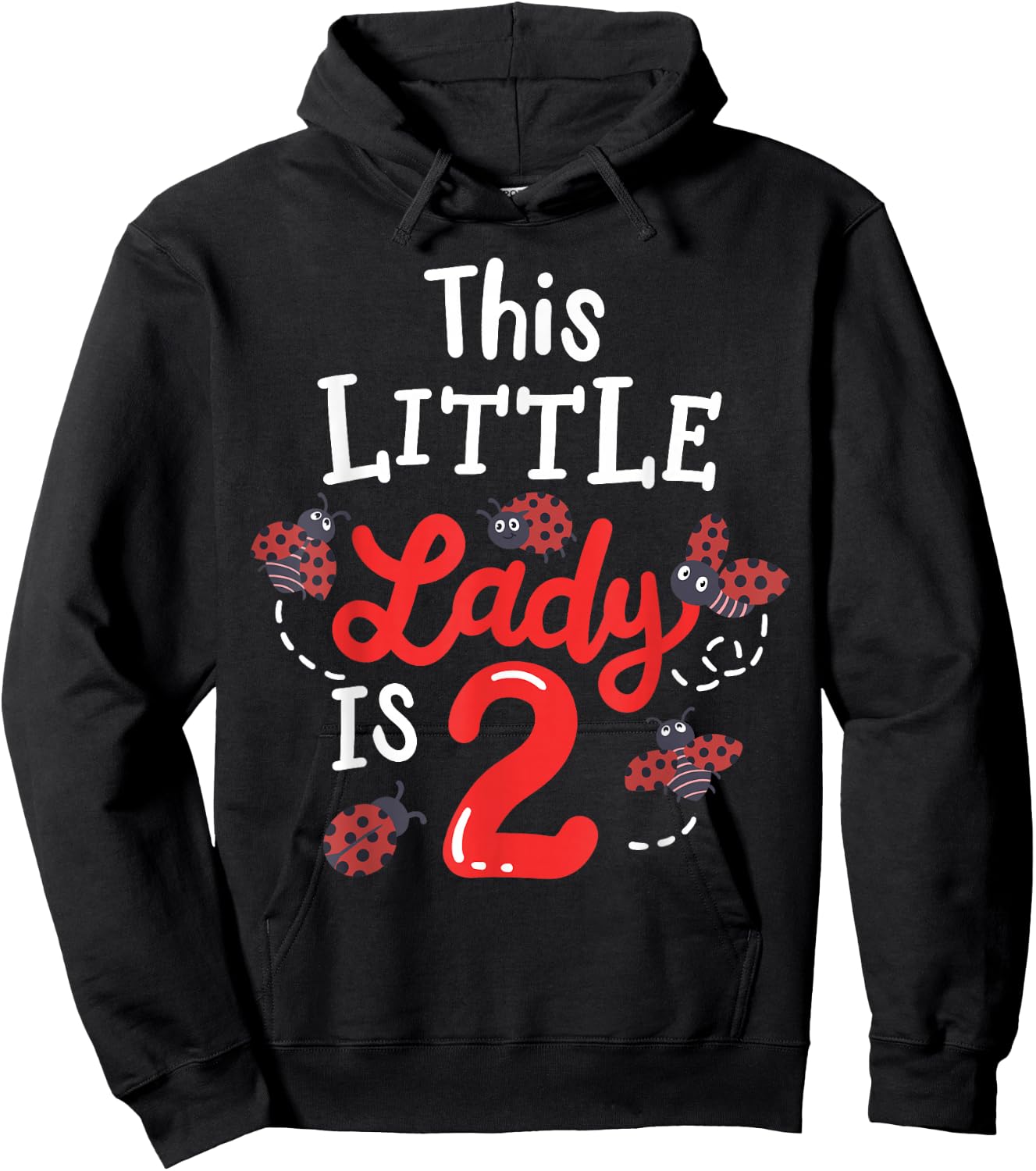 2 Year Old 2nd Birthday Matching Family Ladybug Girls Party Hoodie - Hoodie | Black