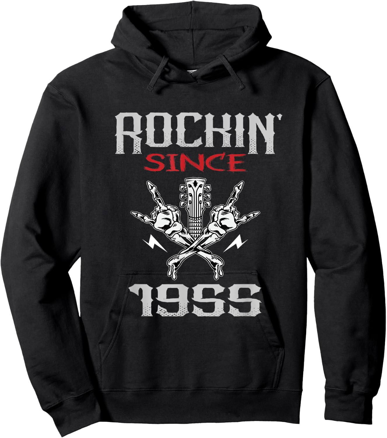 Rockin Since 1955 Classic Rock Guitar Year Of Birth Birthday Hoodie - Hoodie | Black