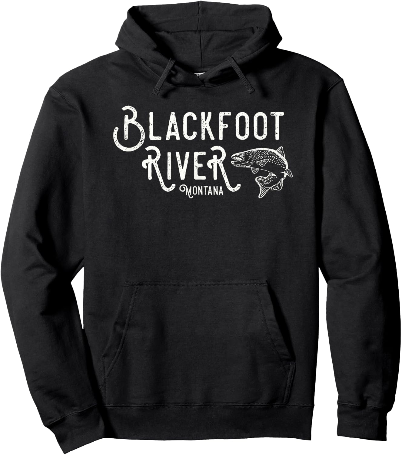 Blackfoot River Montana Fly Fishing Shirt Hoodie - Hoodie | Black