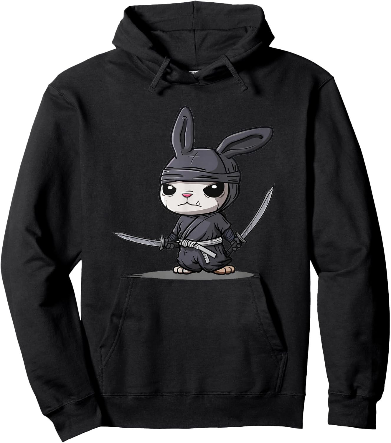 Pretty Ninja Bunny Graphic for a Cute and Cool Design Hoodie - Hoodie | Black