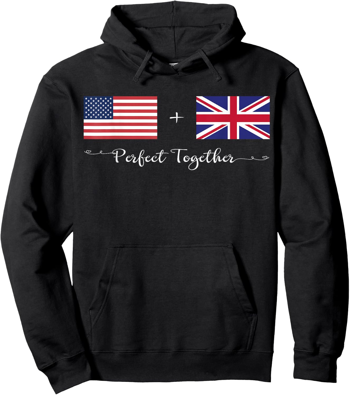 American + British Perfect Together Flag Hoodie - Hoodie | Black