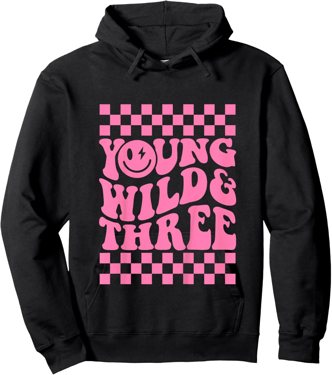 Young Wild And Three Groovy Toddler Birthday Girl Hoodie - Hoodie | Black