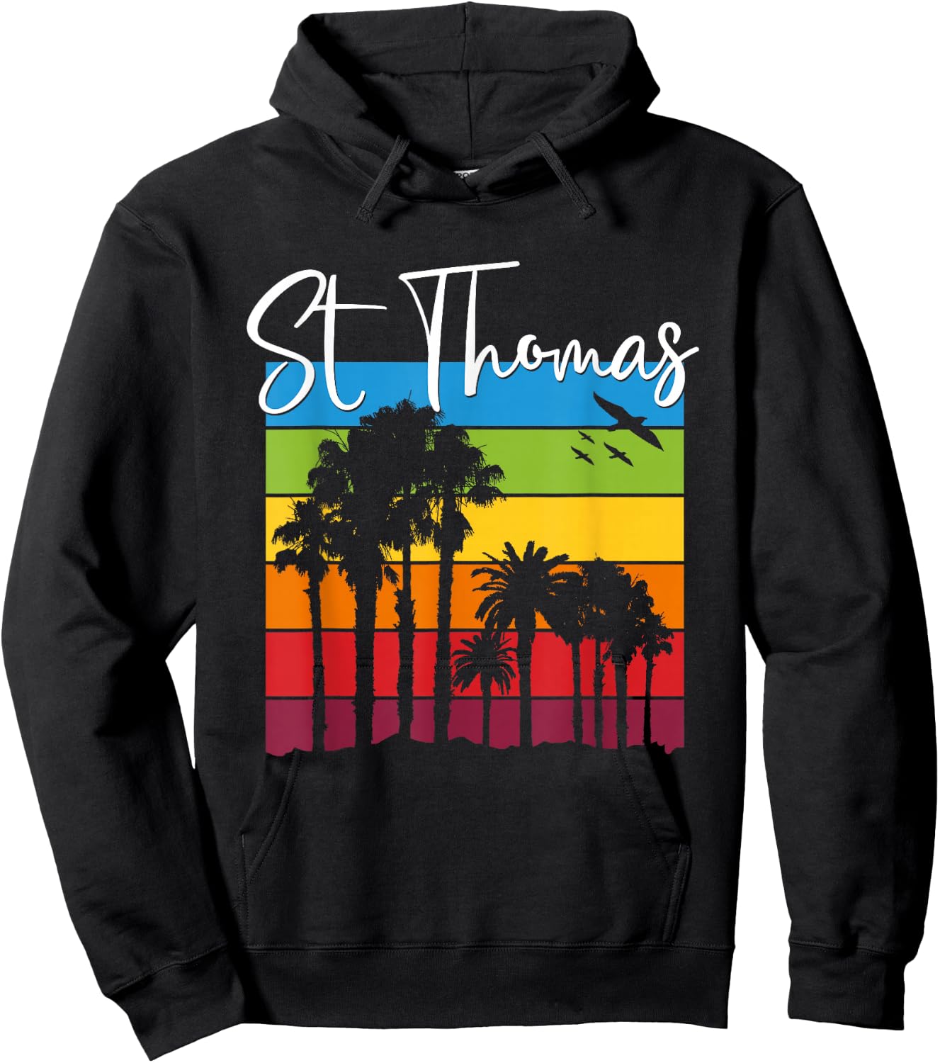 St Thomas Lover Rainbow Palm Trees Vacation Souvenir Hoodie - Hoodie | Black