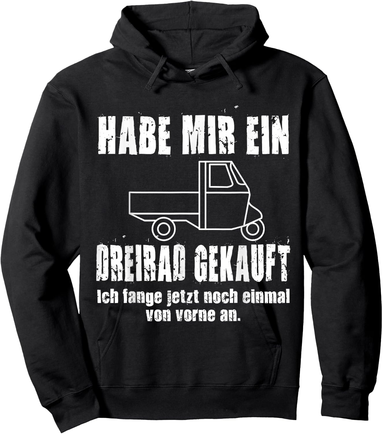 APE 50 with German Text "Fang Niedermal Von Vorn An I TM Ape, black Hoodie - Hoodie | Black
