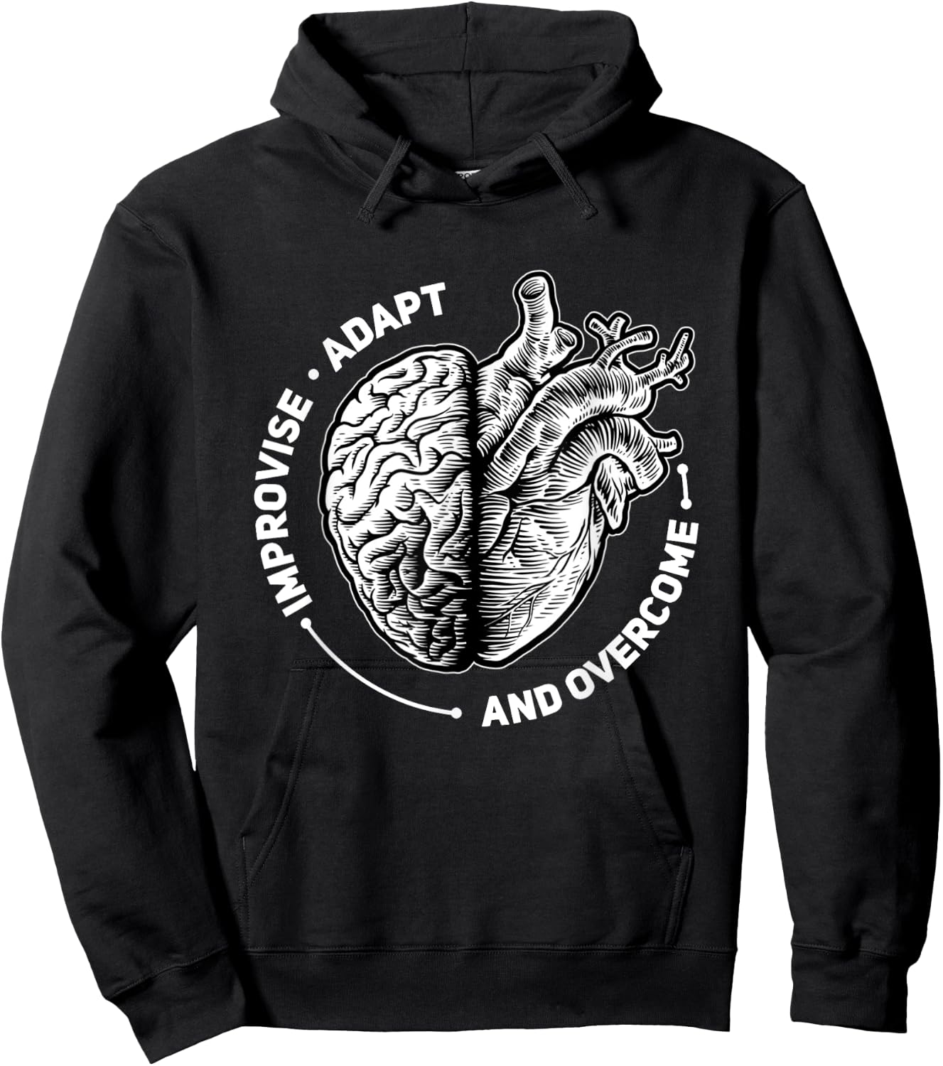 Improvise Adapt and Overcome Encouraging Doctor Heart Love Hoodie - Hoodie | Black