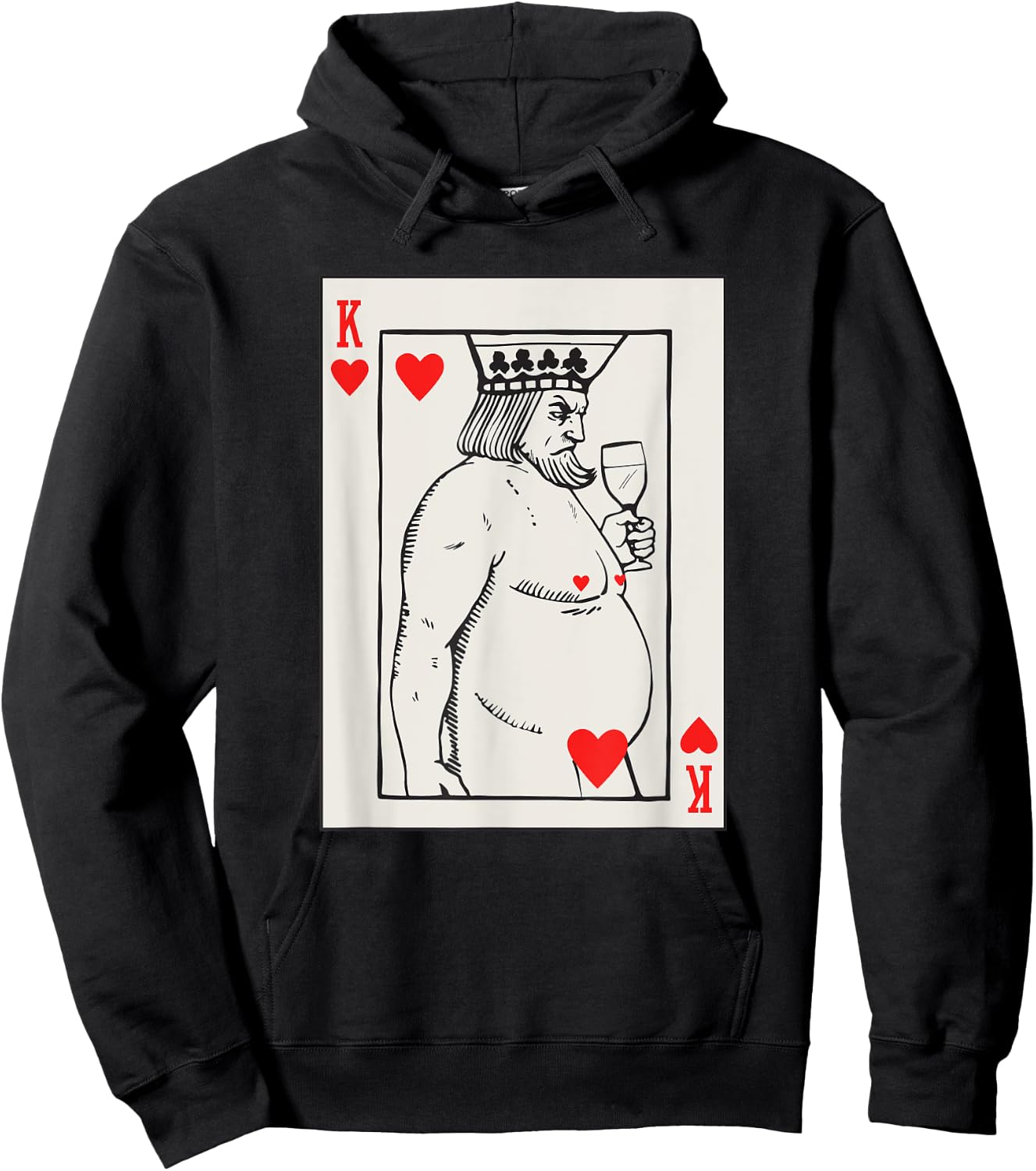 Jeu de cartes en forme de cœur Roi avec vin Hoodie - Hoodie | Black