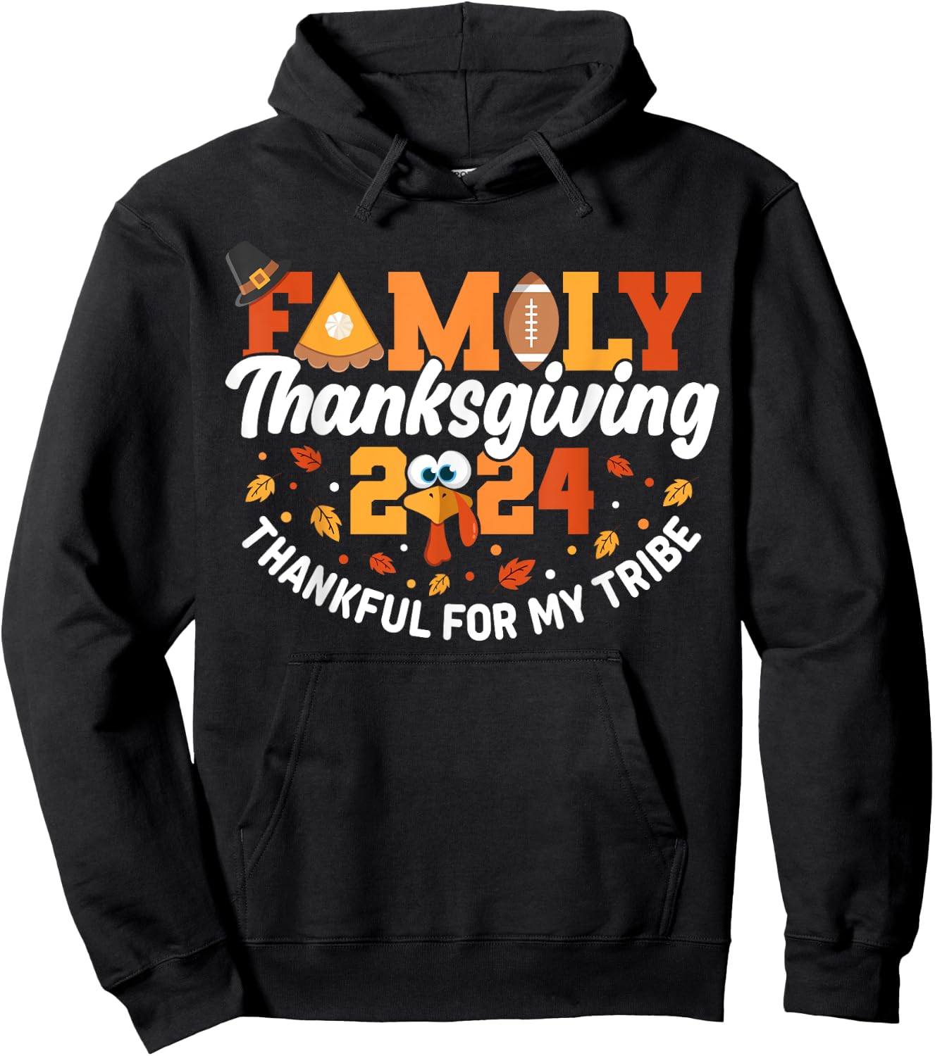Family Thanksgiving 2024 Matching Outfit Turkey Squad Group Hoodie - Hoodie | Black