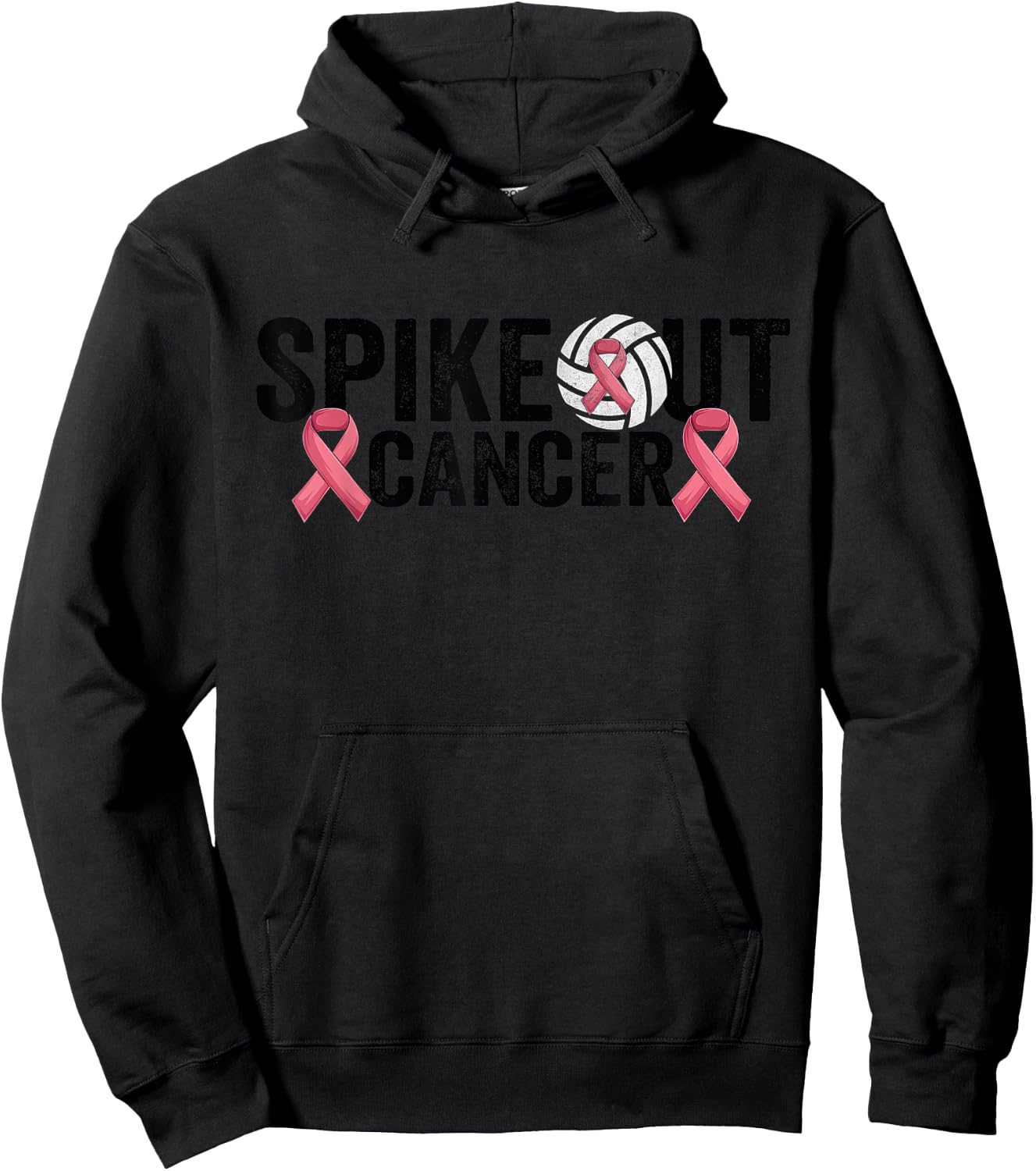 Spike Out Cancer Volleyball Breast Cancer Awareness Hoodie - Hoodie | Black
