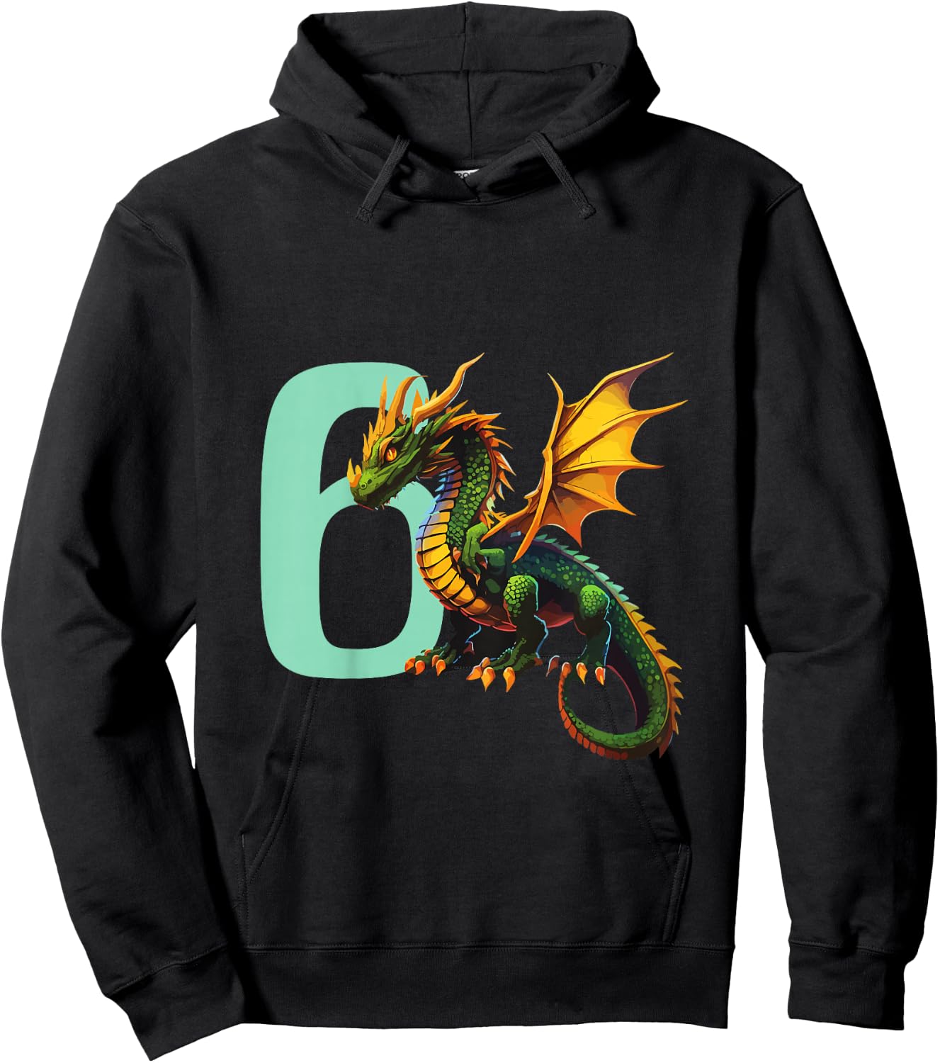 Kinder Geburtstag Drache 6 Jahre Junge Drachen Zahl Alter Hoodie - Hoodie | Black