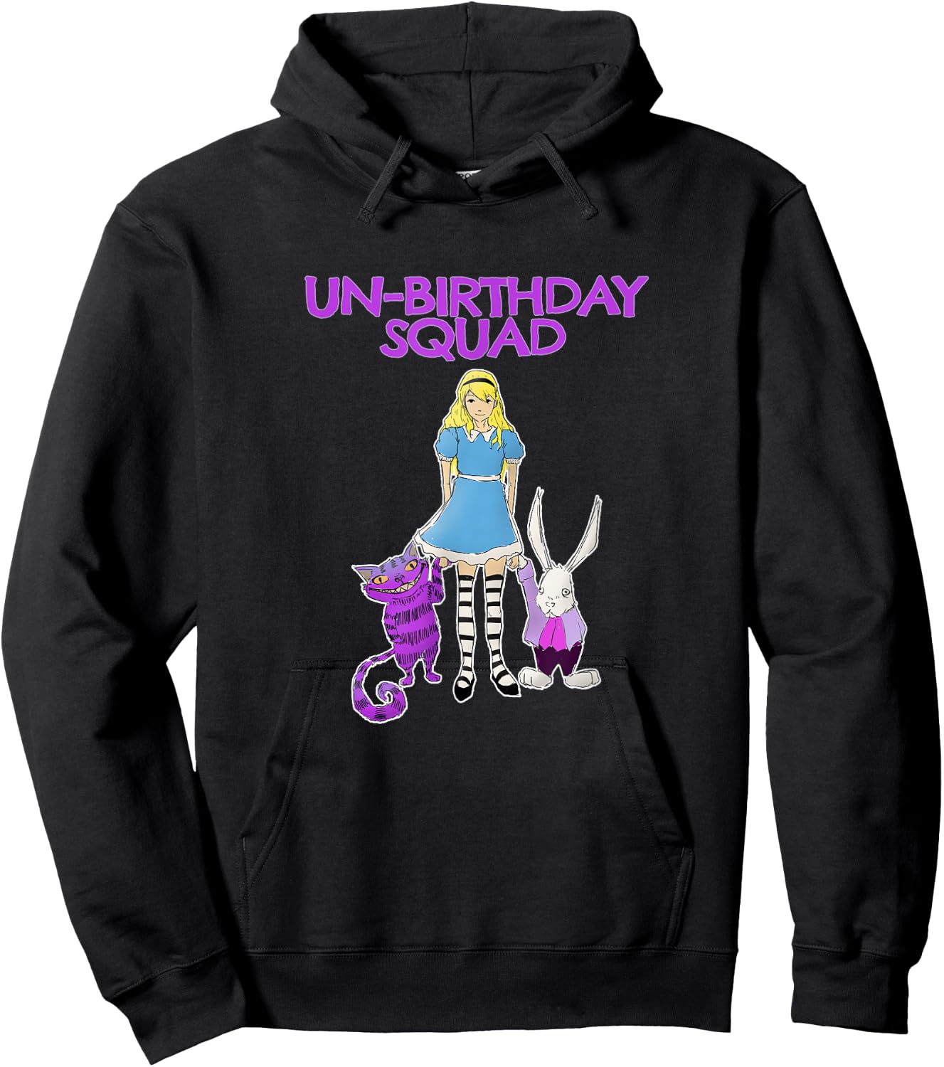 UnBirthday Squad - Alice Cheshire Grinning Cat White Rabbit Hoodie - Hoodie | Black