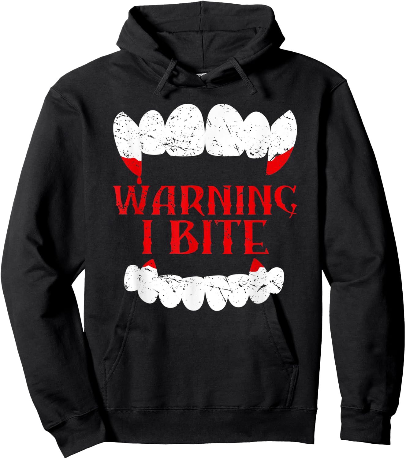 Halloween Vampire Design Warning I Bite Scary Vampire Funny Hoodie - Hoodie | Black