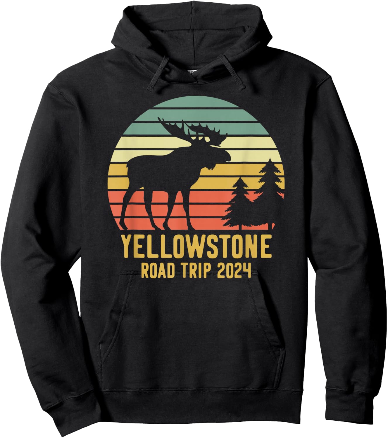Yellowstone National Park Family Road Trip 2024 Matching Hoodie - Hoodie | Black