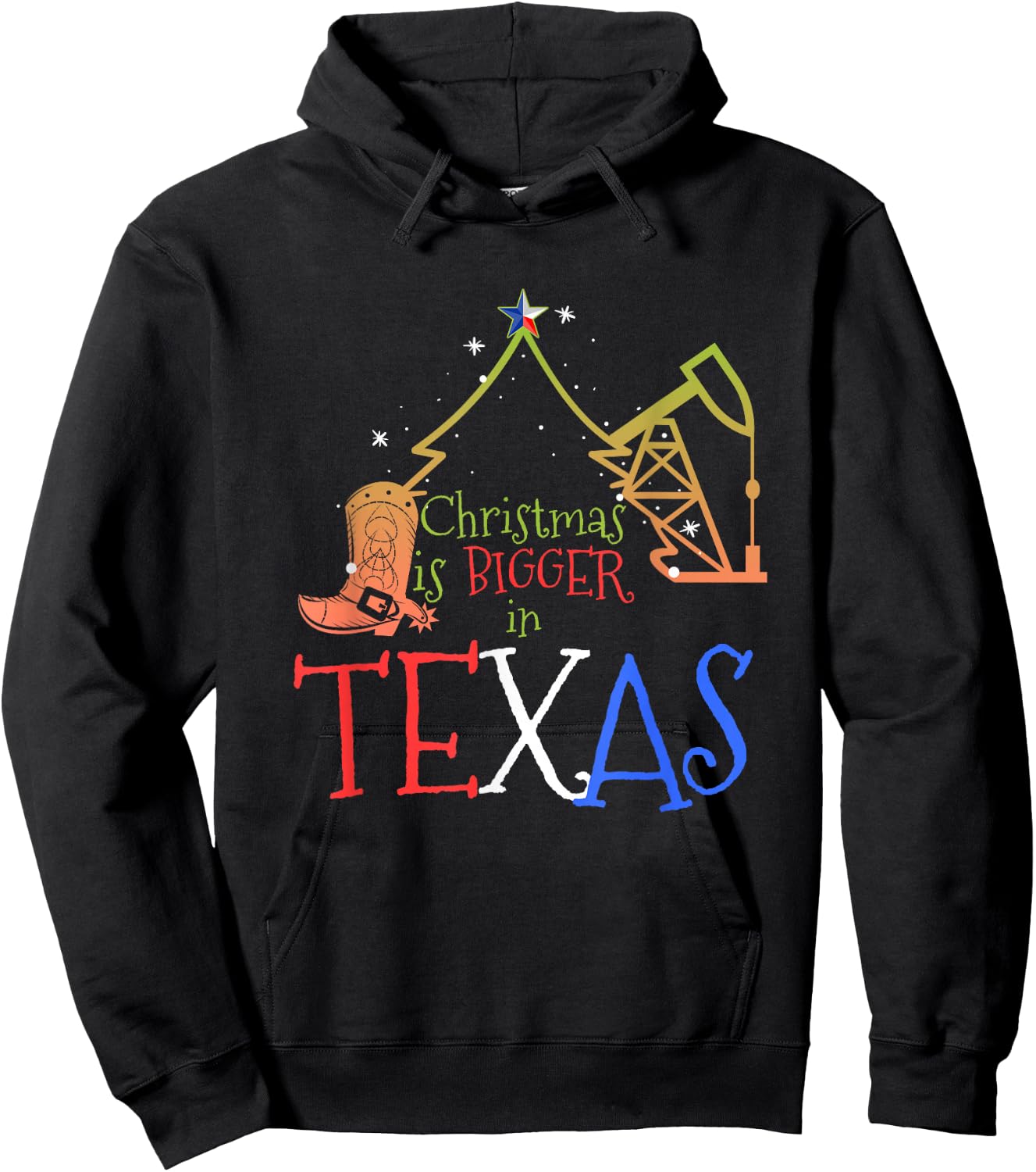 Xmas Texan Gifts Christmas is Bigger in Texas Hoodie - Hoodie | Black