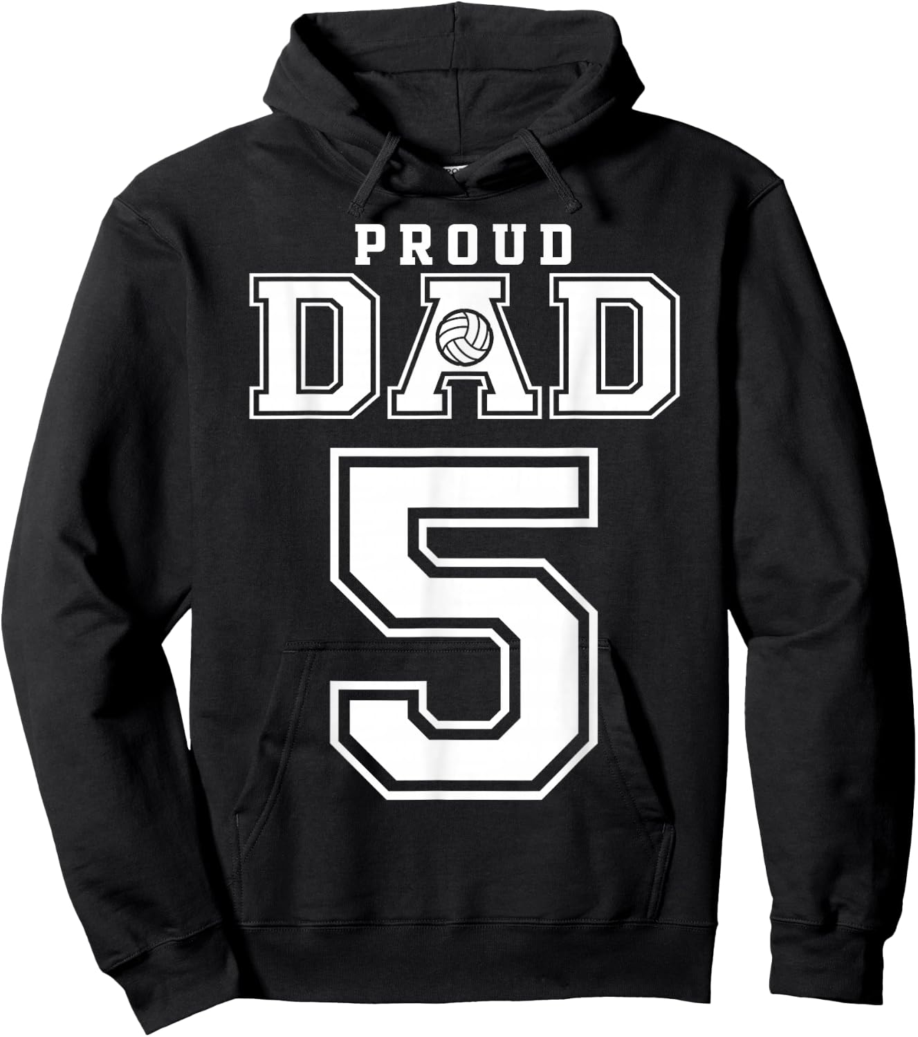 Custom Proud Volleyball Dad Number 5 Personalized Hoodie - Hoodie | Black