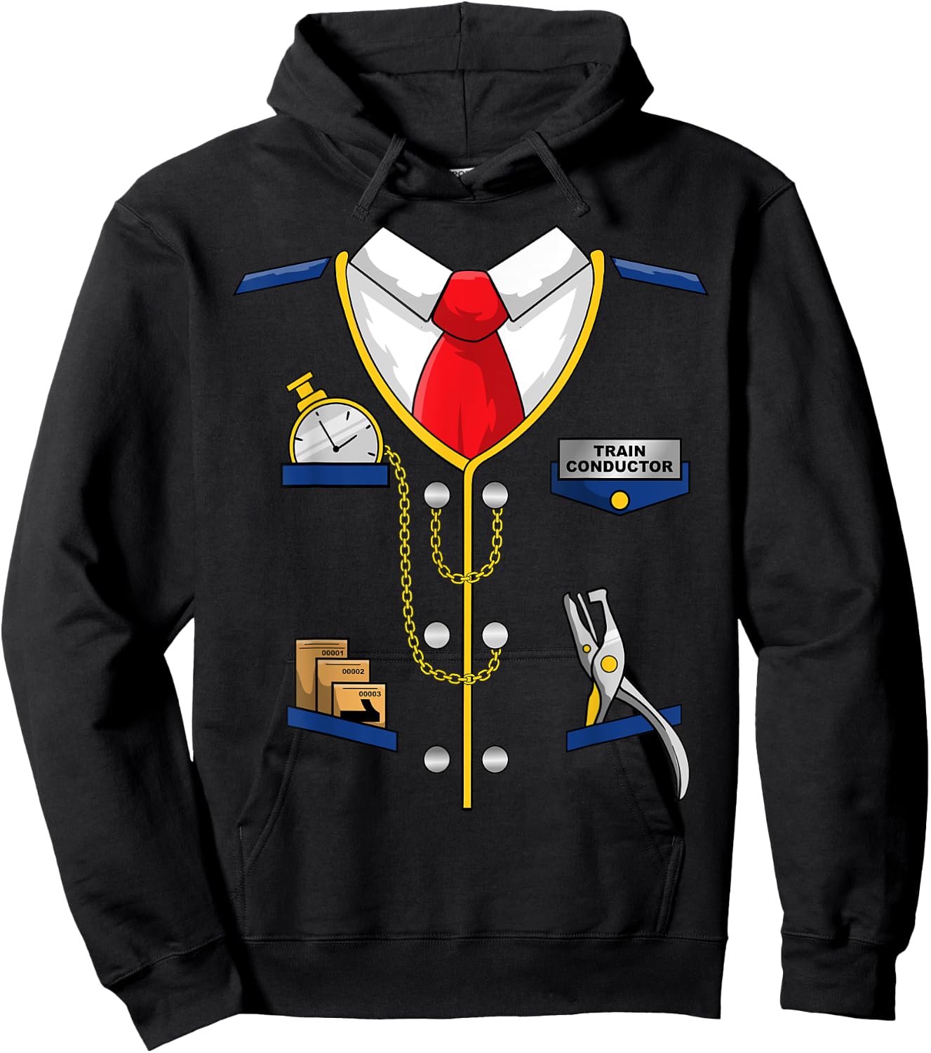 Train Conductor Costume Shirt- Men Women Kids - Train Driver Hoodie - Hoodie | Black