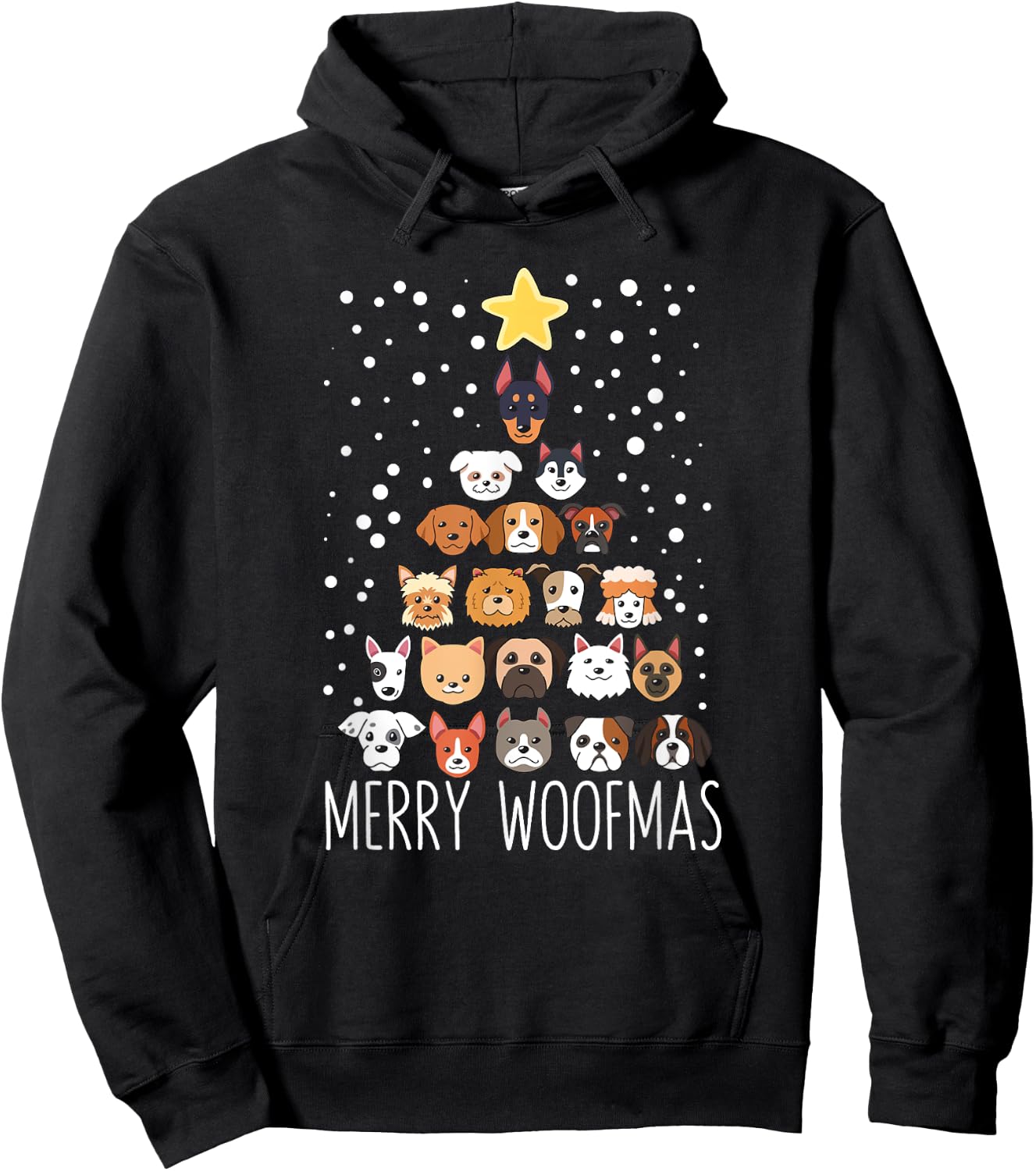 Woof Christmas Tree Dog Lovers Puppies Dogs Merry Woofmas Women Kids Hoodie - Hoodie | Black