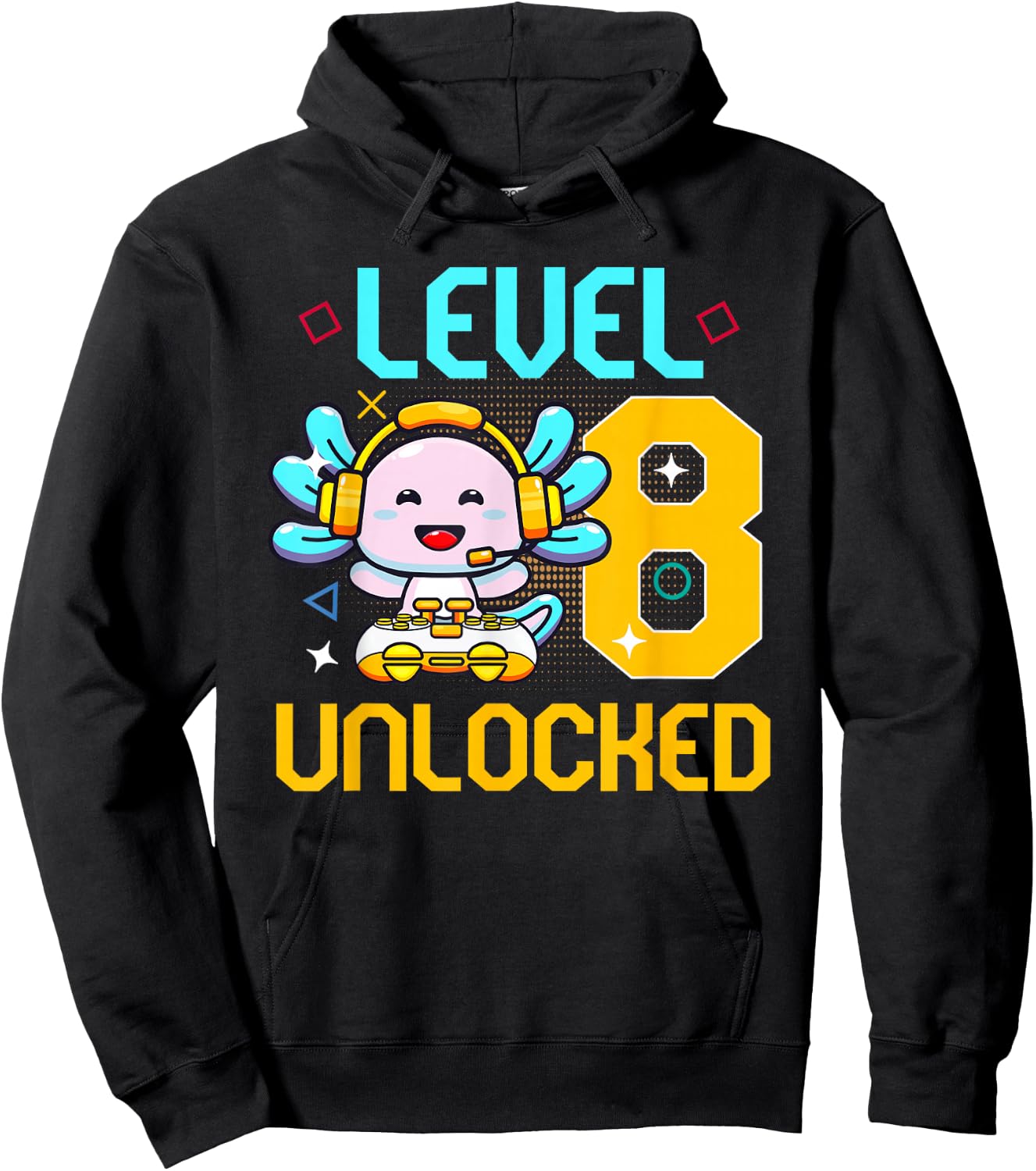 8th Axolotl Birthday Party 8 Year Old Axolotls Birthday Hoodie - Hoodie | Black