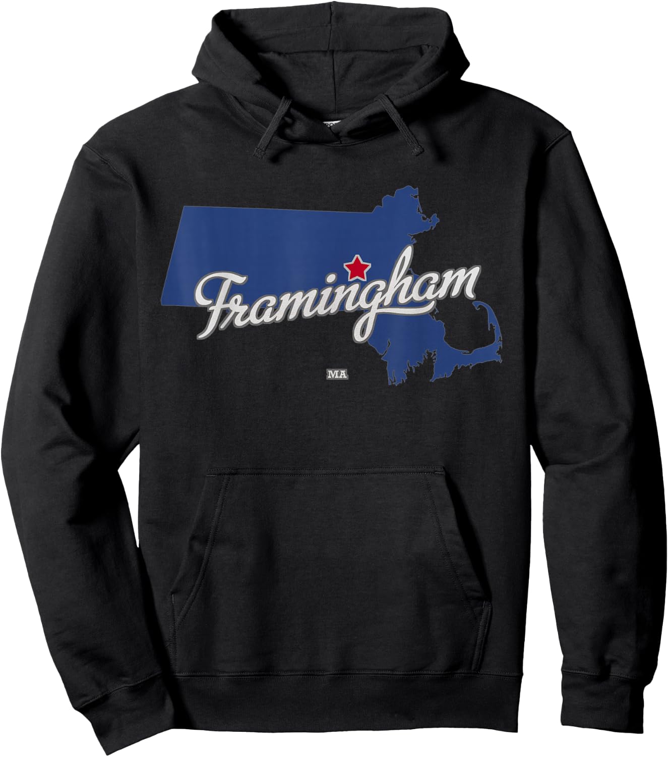 Framingham Massachusetts MA Map Hoodie - Hoodie | Black