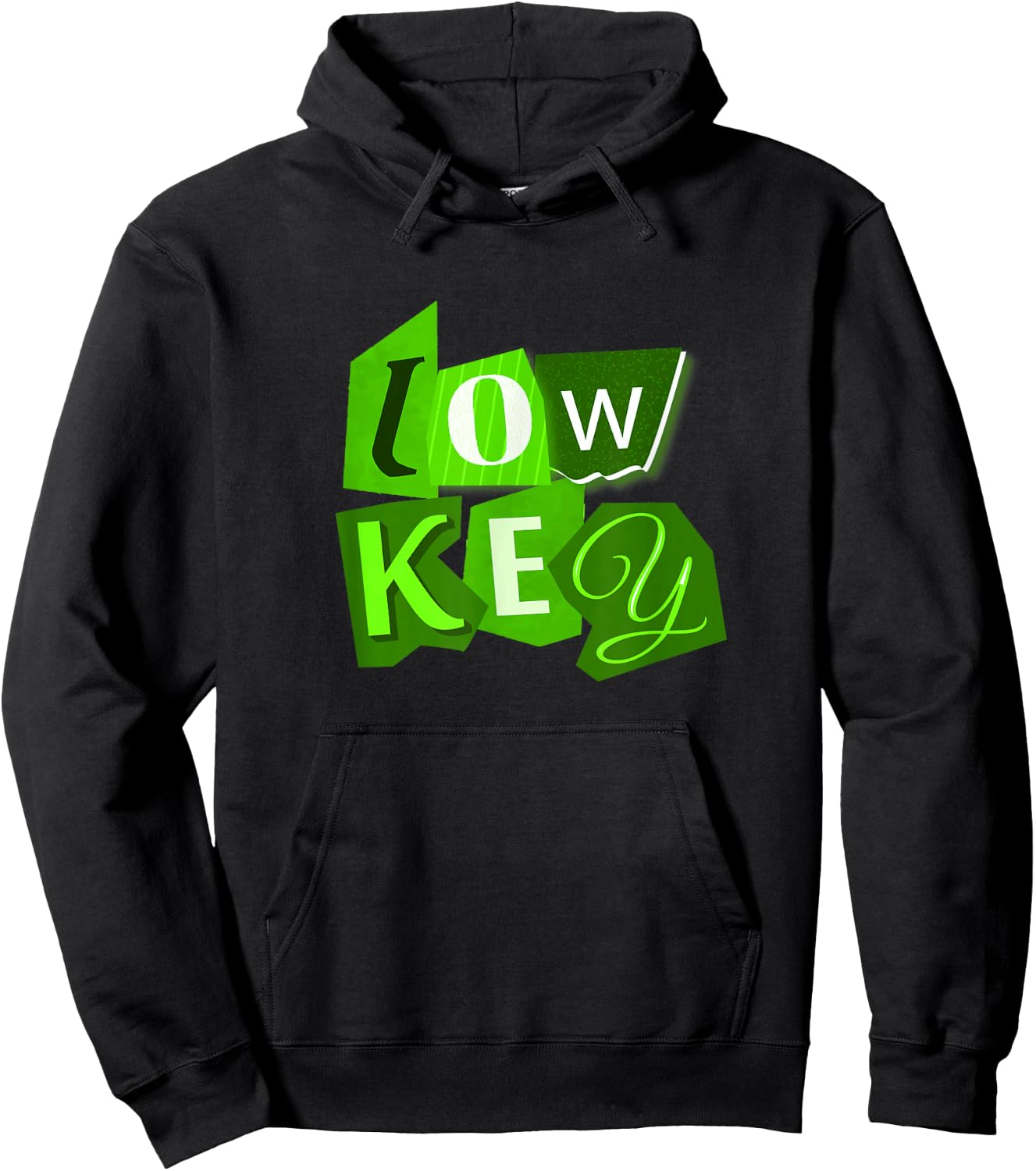 Green Color Low Key Green Graphic Hoodie - Hoodie | Black