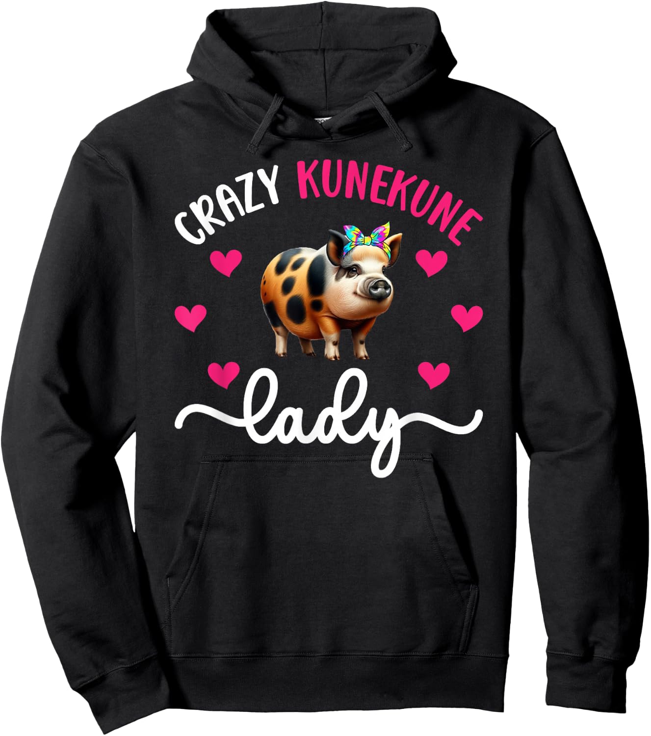 Crazy Kunekune Lady Kunekune Pig Mom Kunekune Pig Lover , Small Hoodie - Hoodie | Black