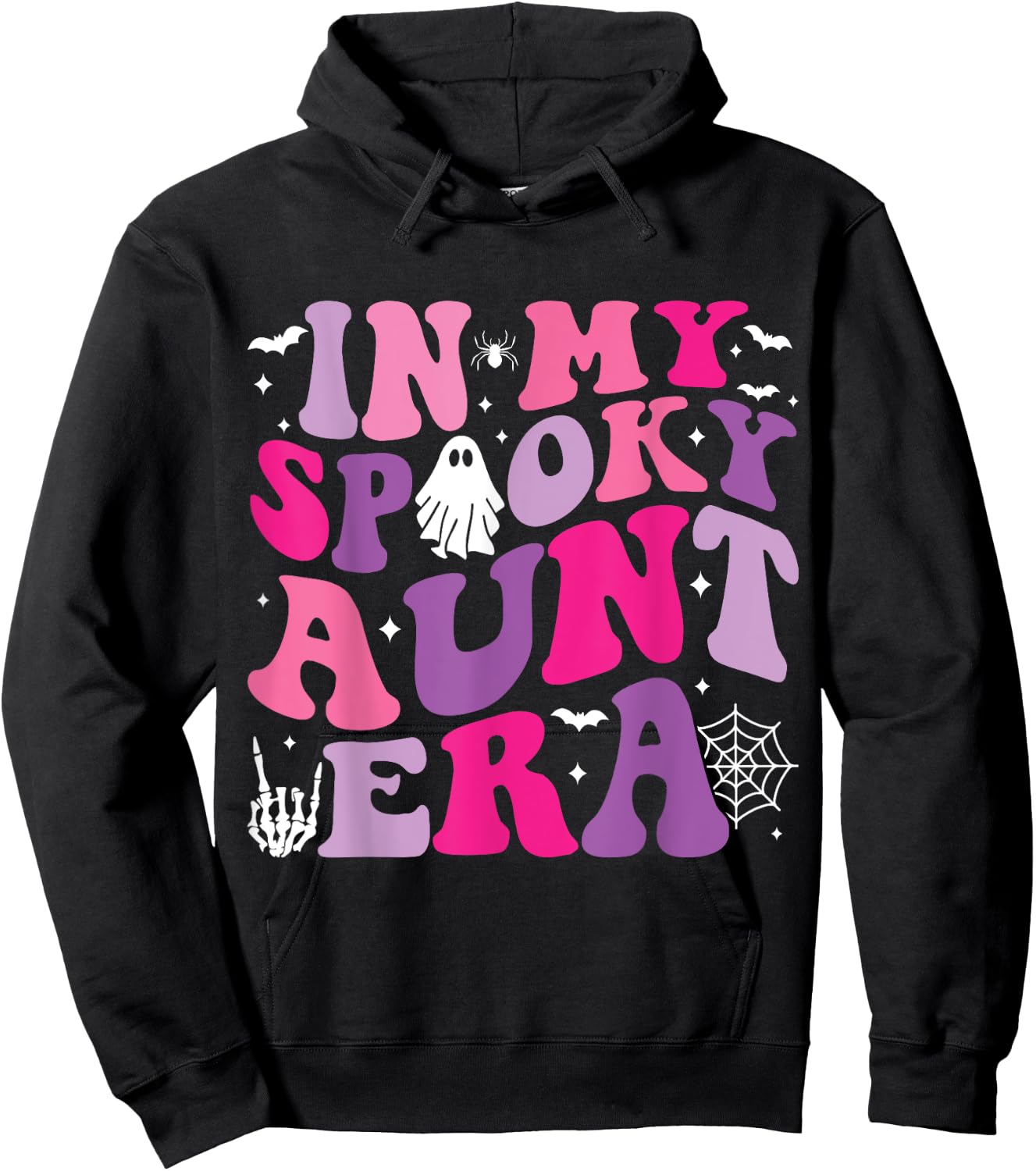 Groovy In My Spooky Aunt Era Hippie Halloween Auntie Ghost Hoodie - Hoodie | Black