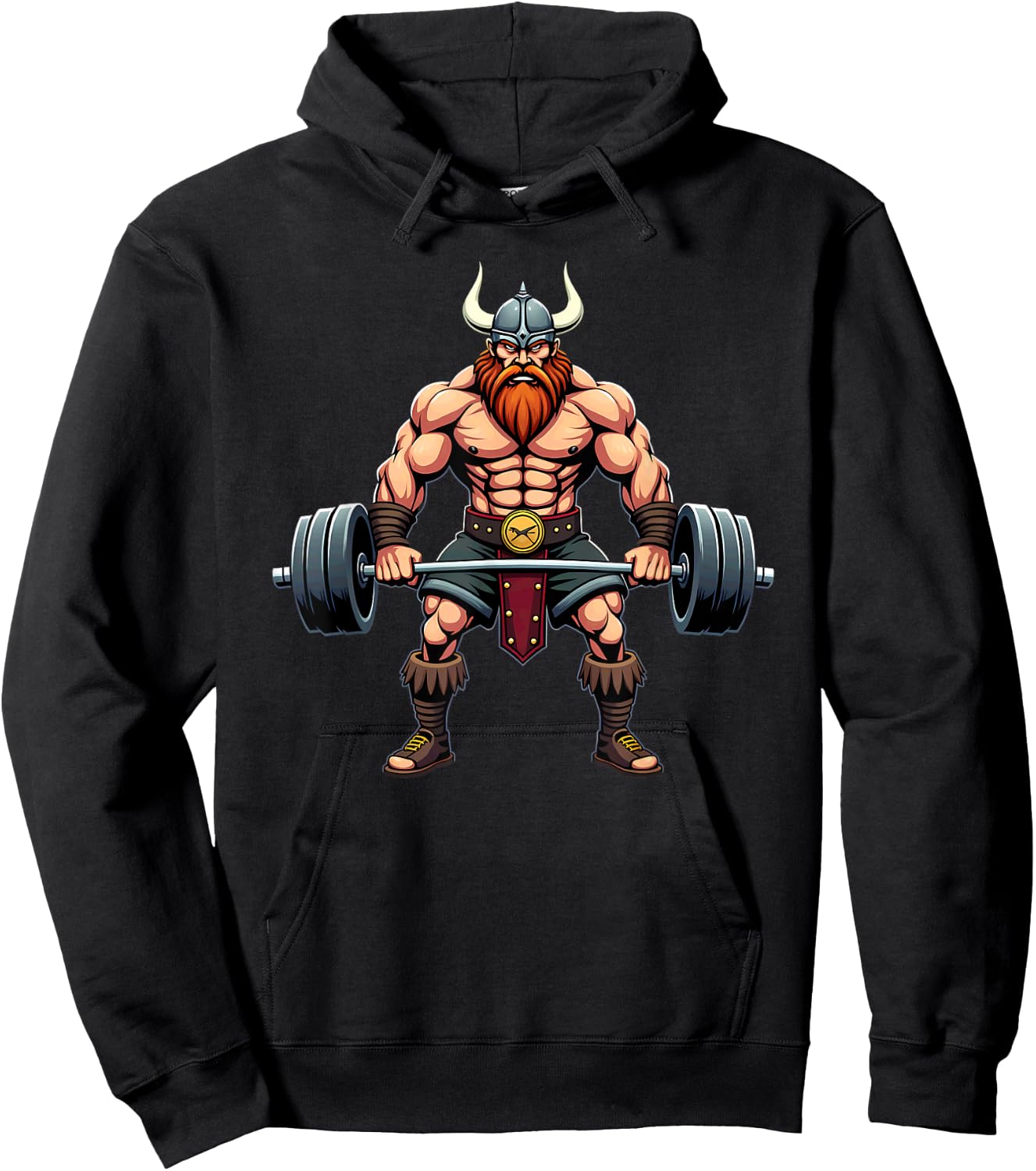 Fitness Viking Gymer Bodybuilder -Adults Workout Gym Viking Deadlift Weightlifting Black Short Sleeve Small Hoodie - Hoodie | Black