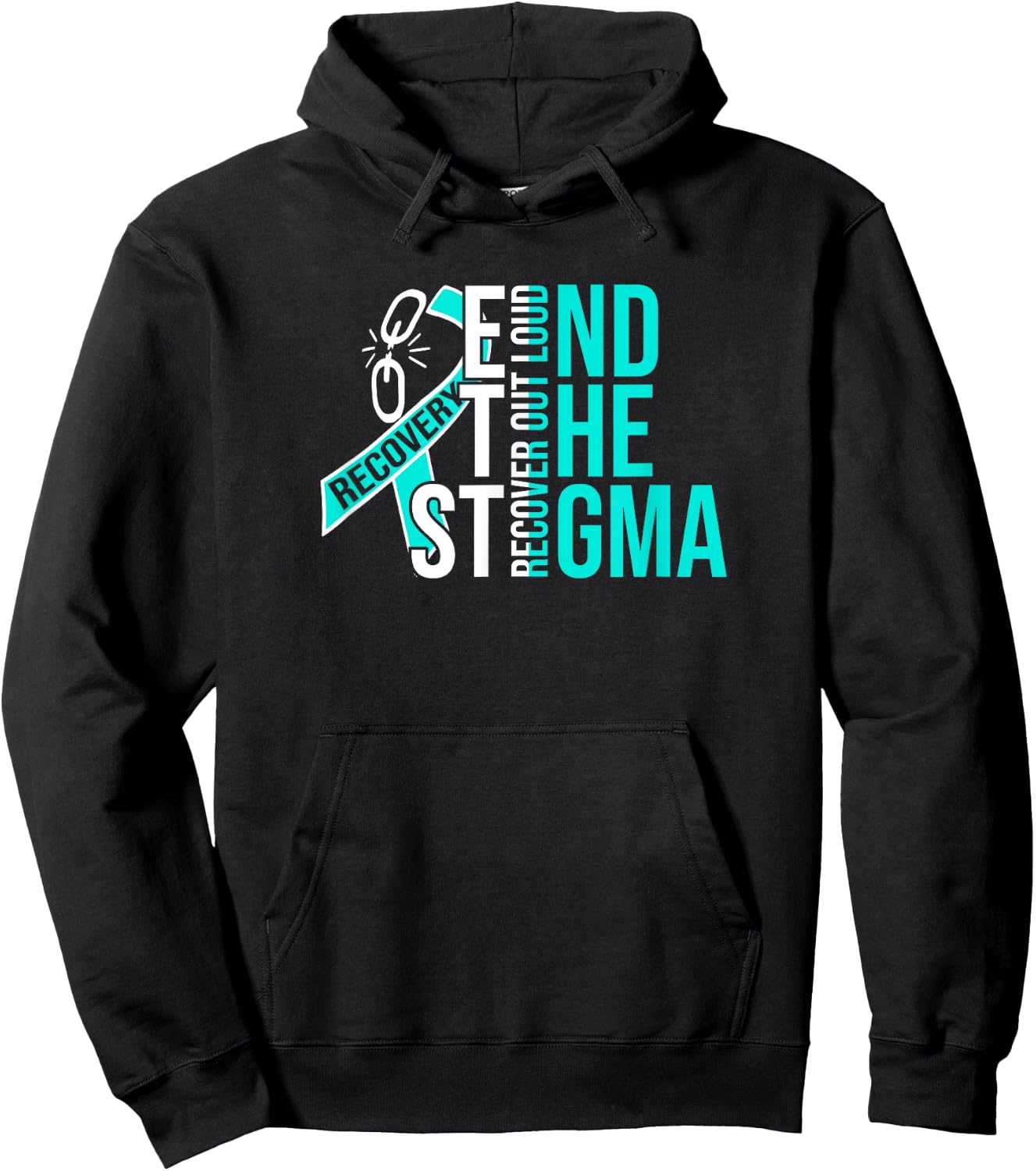 End The Stigma Recover Out Loud AA NA Addiction Recovery Hoodie - Hoodie | Black
