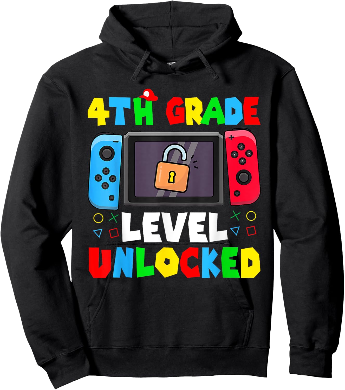 4th Grade Level Unlocked Back to School First Day Gamer Boys Hoodie - Hoodie | Black