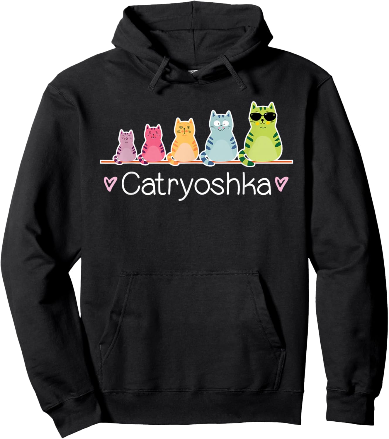 Babushka Dolls Kitties Cat Lover Catryoshka Cute Cats Matryoshka Russian Nesting Doll Blue Small Hoodie - Hoodie | Black
