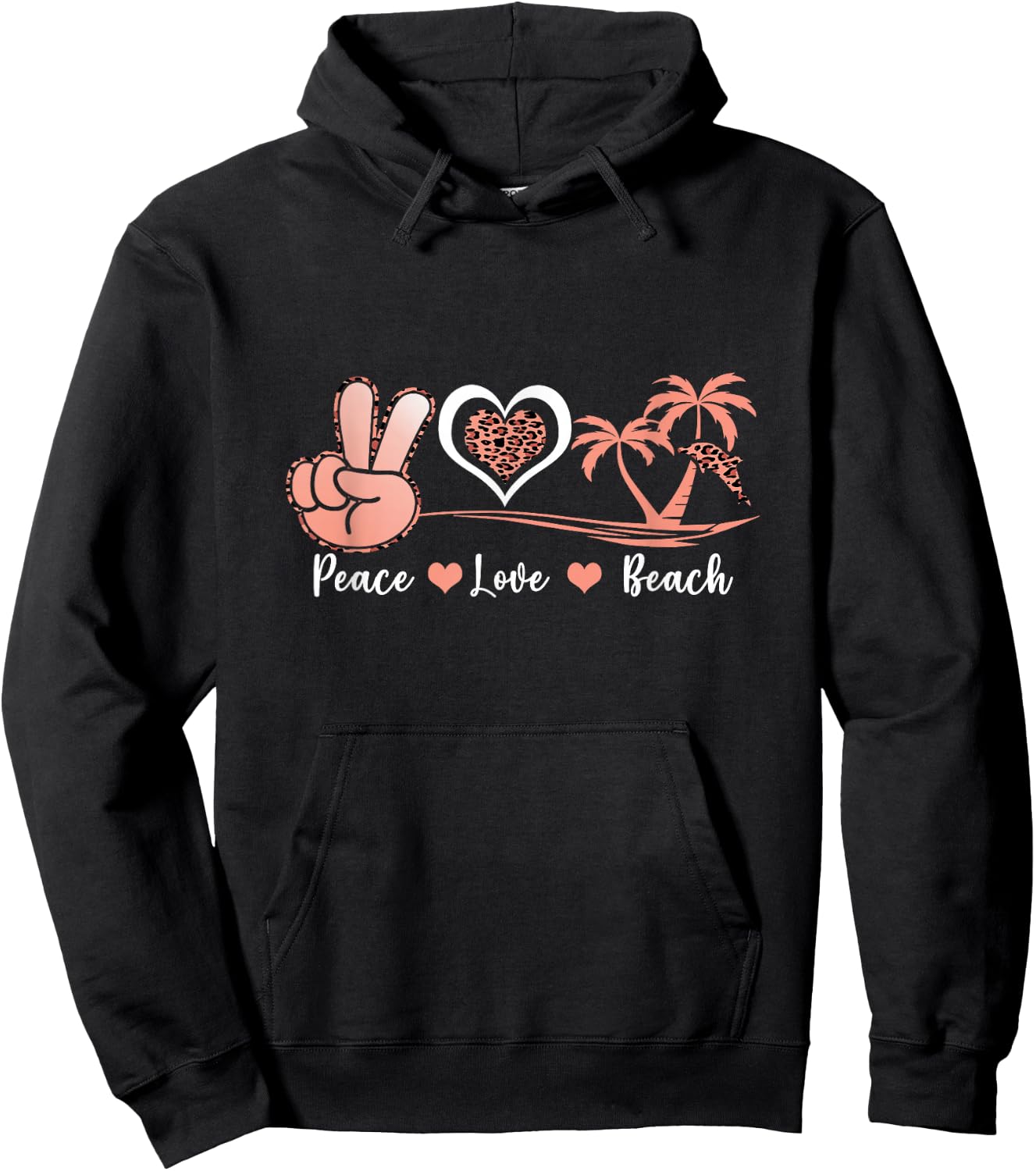 Leopard Peace Love Beach Cool Summer Vibes Beach Lovers Hoodie - Hoodie | Black