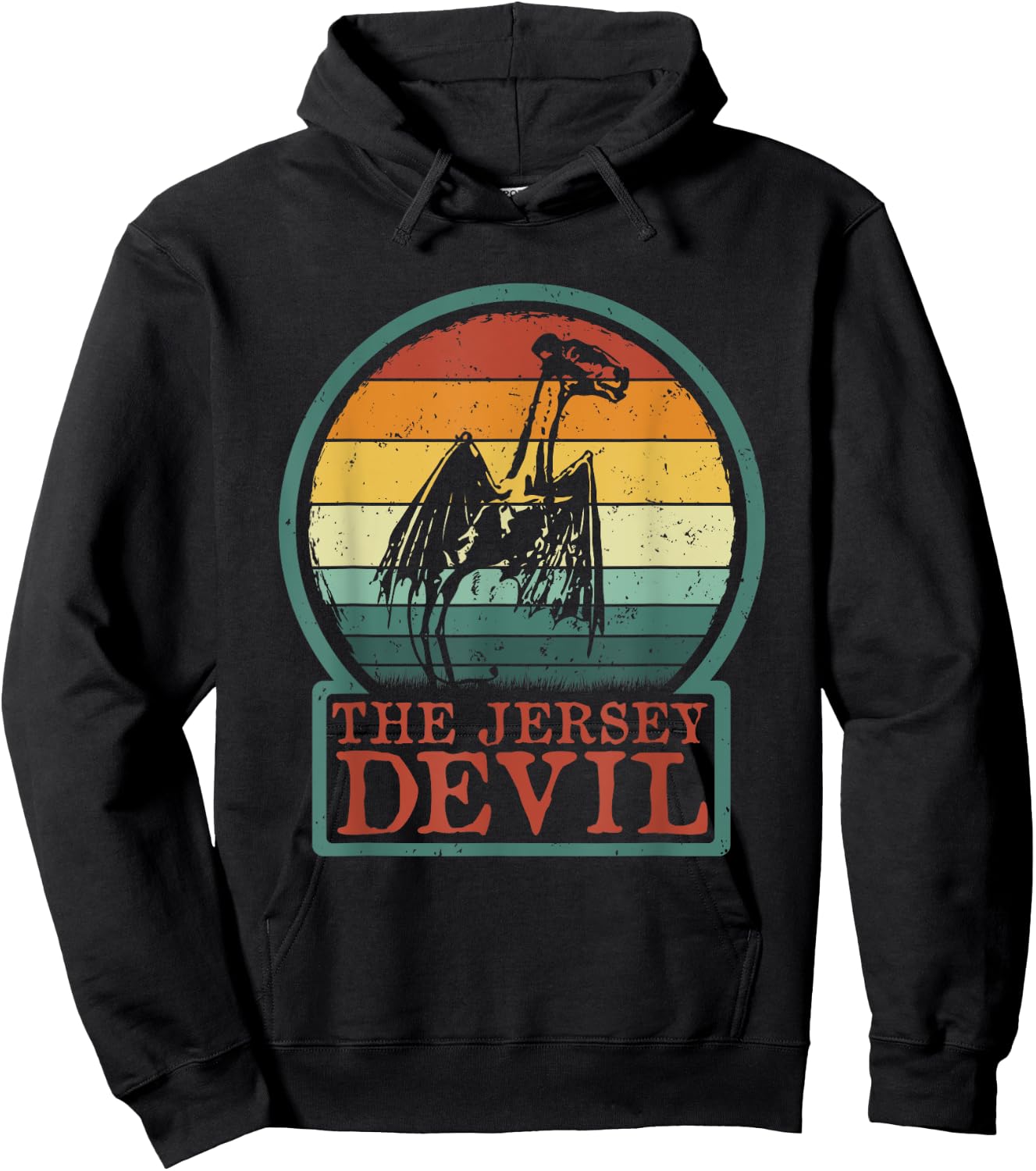 National Introvert Society - Men's Black Retro Vintage New Jersey Cryptid Hoodie - Hoodie | Black