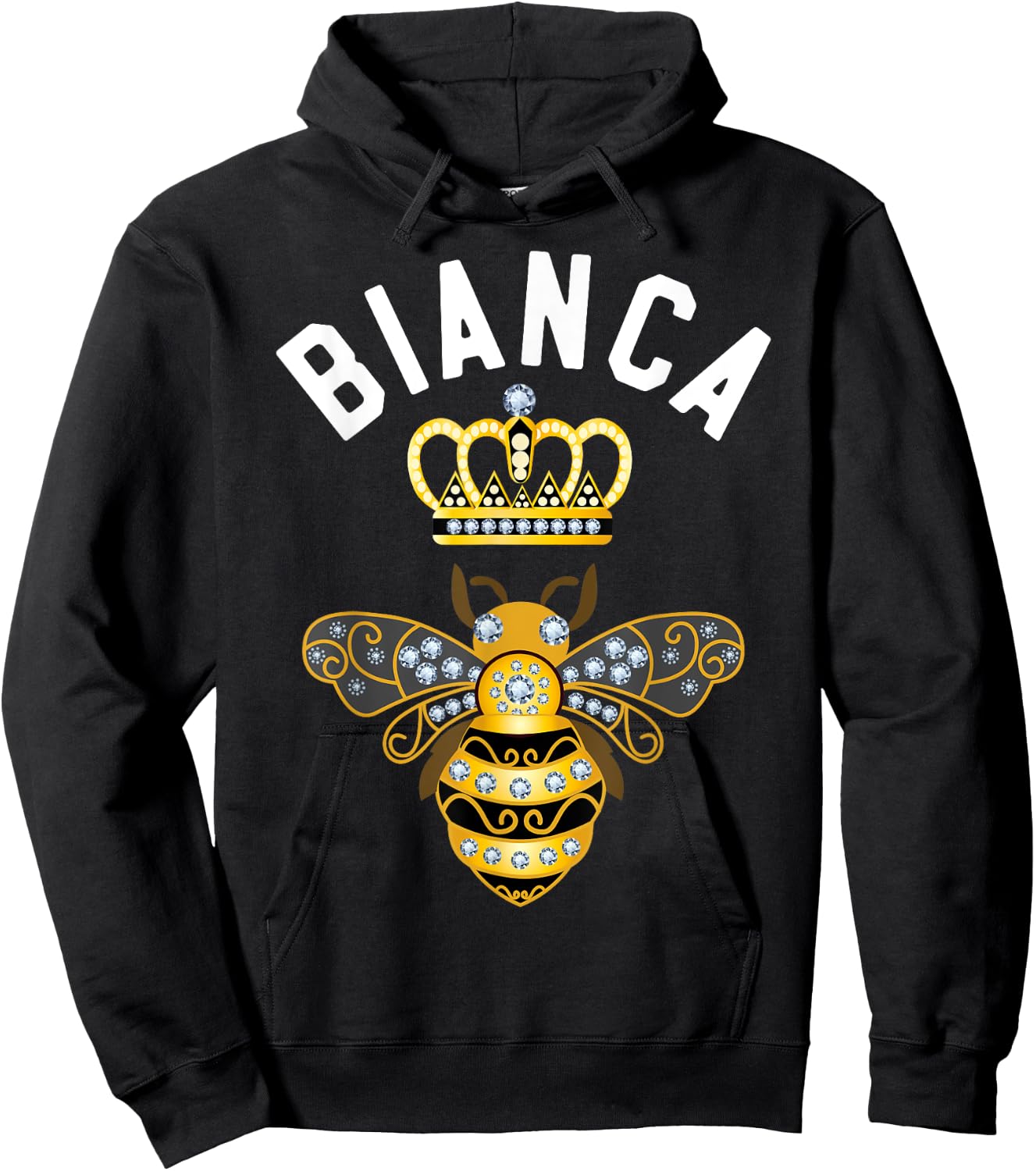Bianca Name Bianca Birthday Gifts Queen Crown Bee Bianca Hoodie - Hoodie | Black