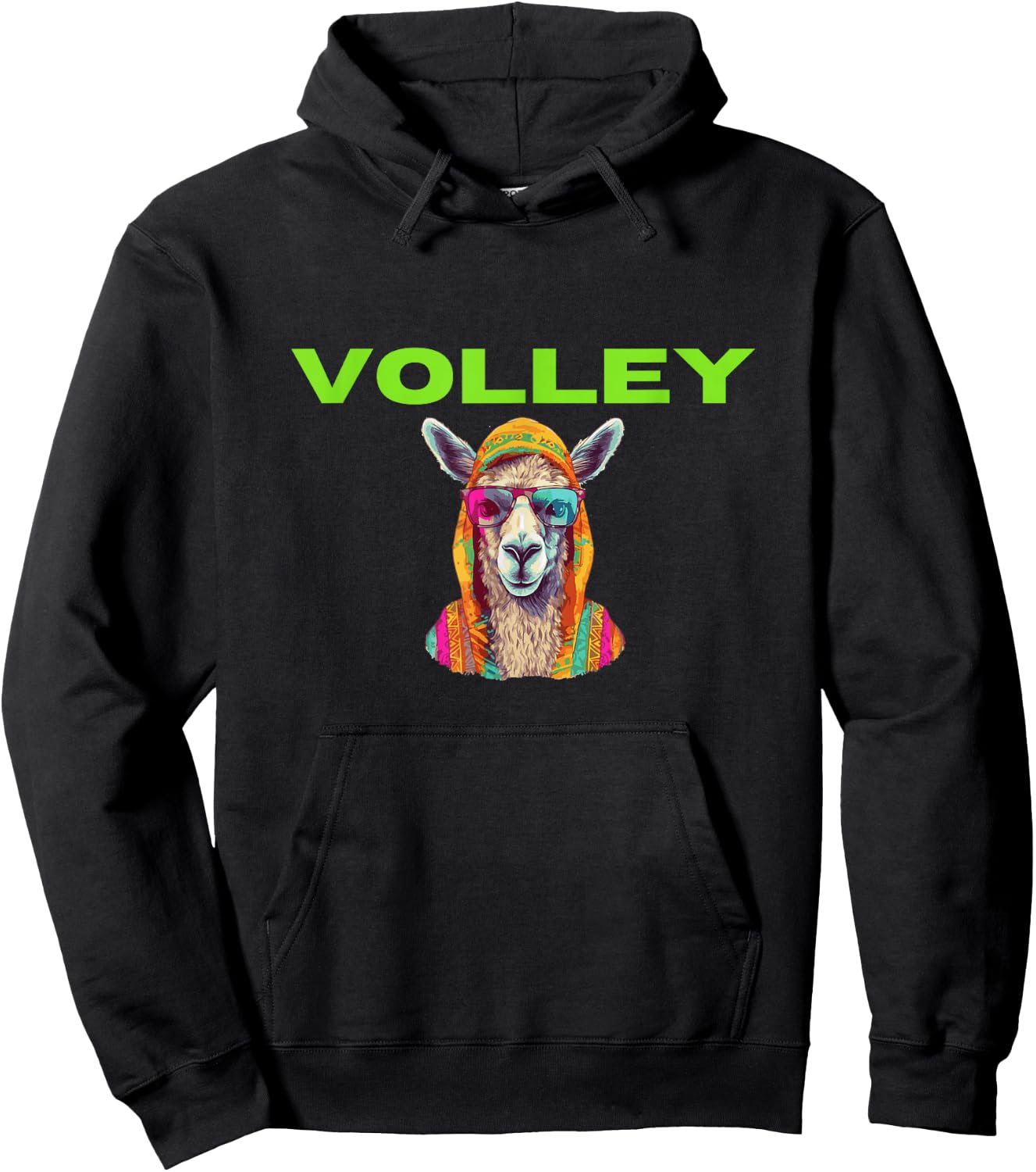 Volley Llama Funny Pickleball Shirt Hoodie - Hoodie | Black