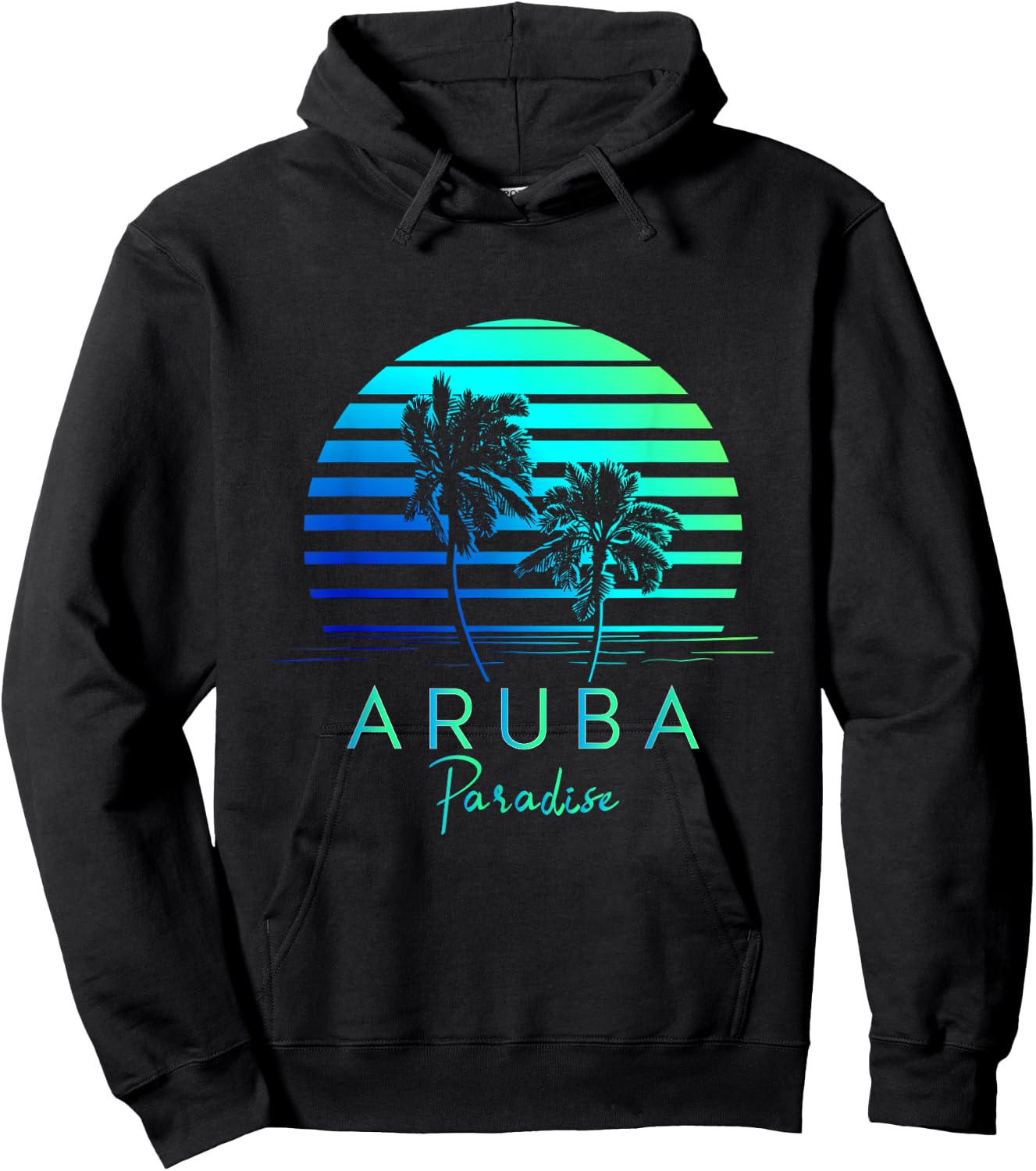 Vintage Aruba Beach Vibes Vacation Souvenir Hoodie - Hoodie | Black