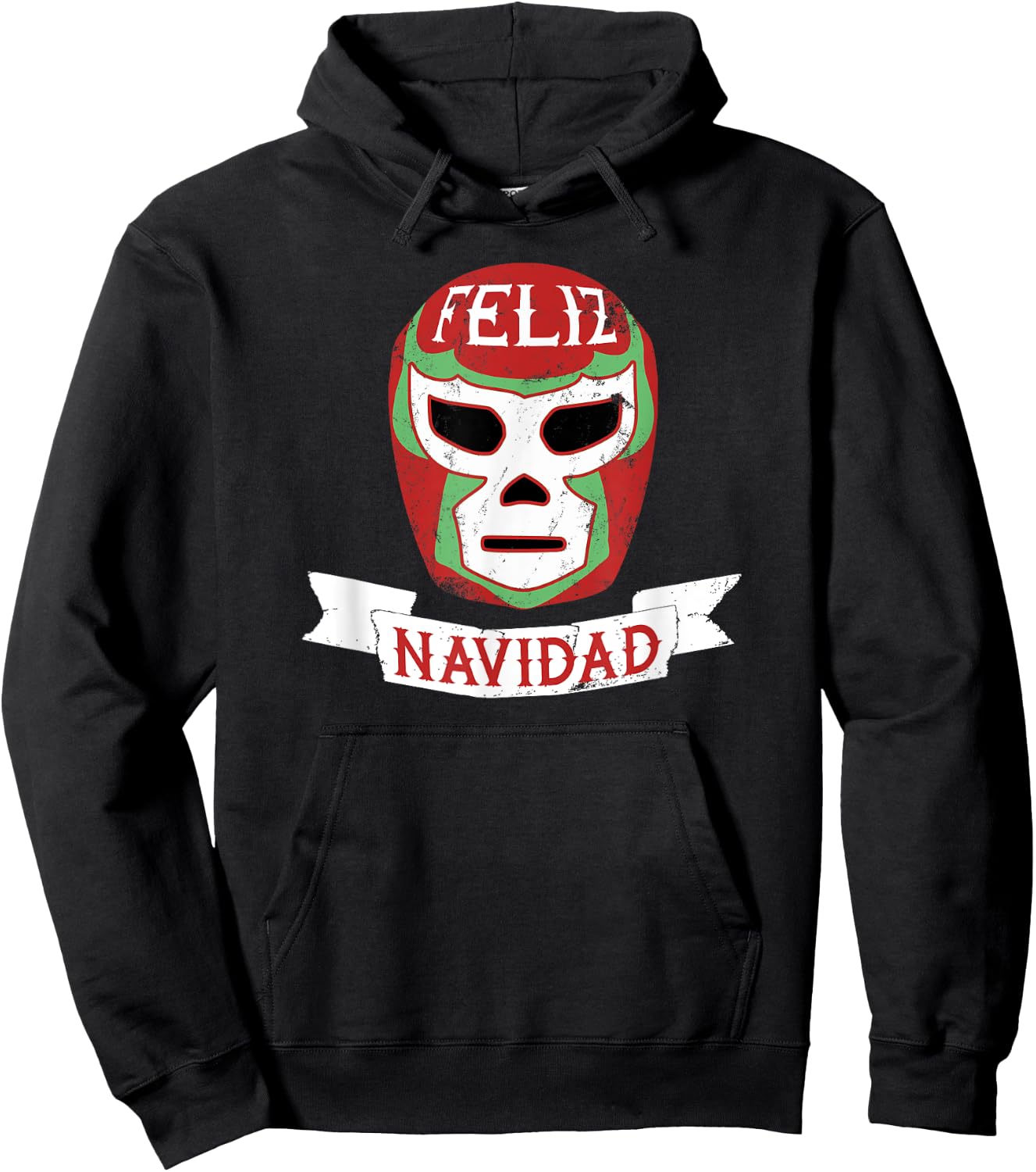 Lucha Libre Feliz Navidad Christmas Luchador Mask Hoodie - Hoodie | Black
