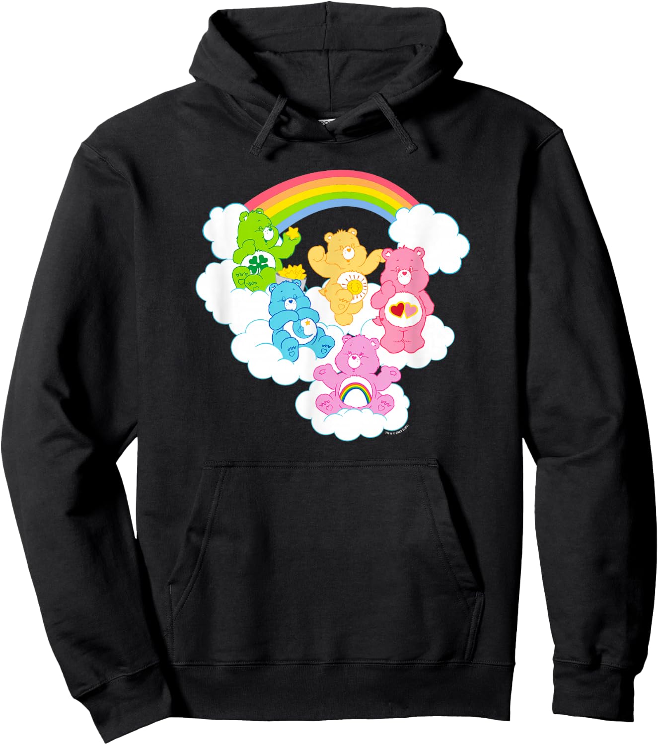 Care Bears Cheer Funshine & Bedtime Cloudy Rainbow Group Hoodie - Hoodie | Black