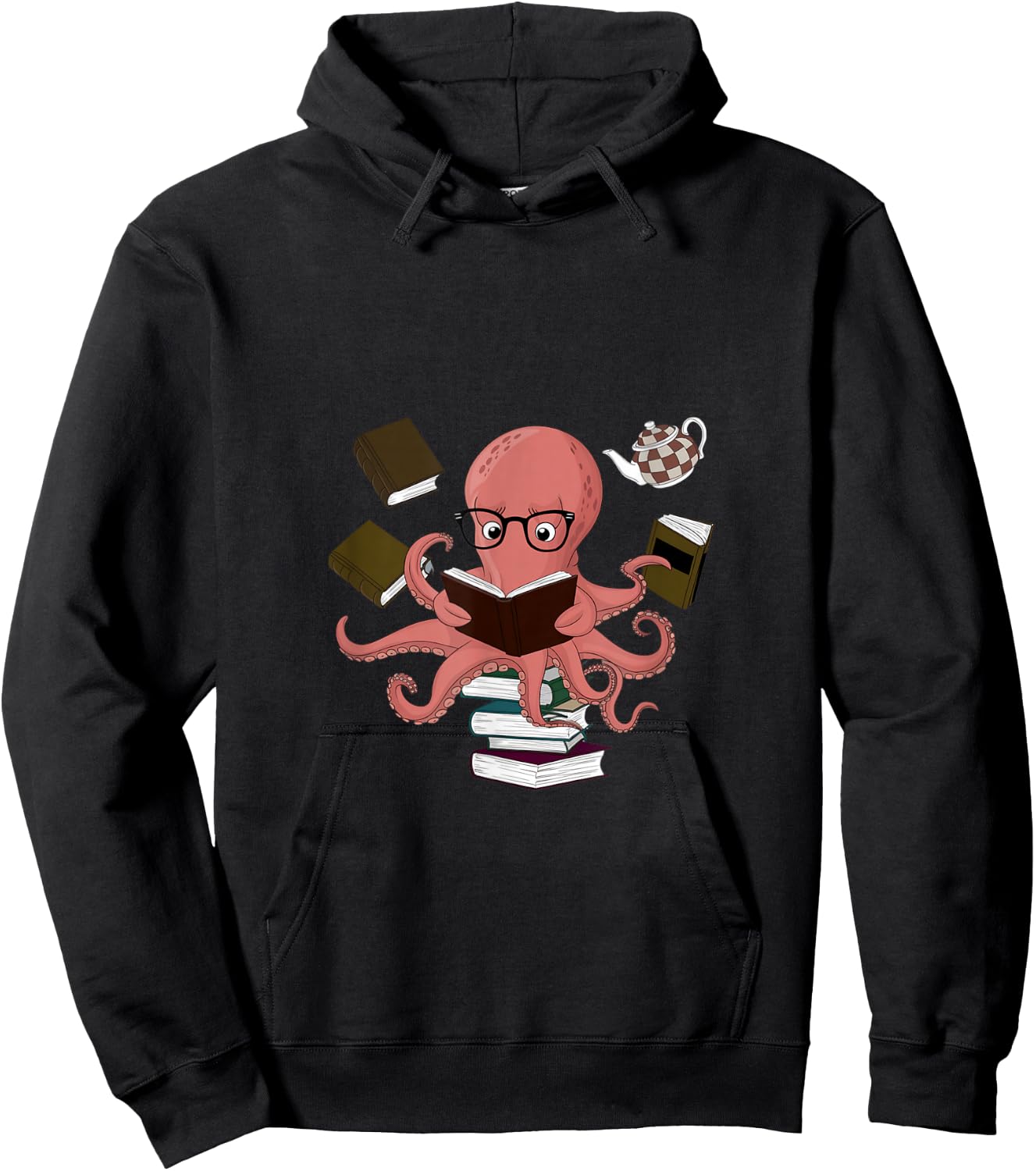 Octopus Holding Books Teacher Book Lover Reading Hoodie - Hoodie | Black