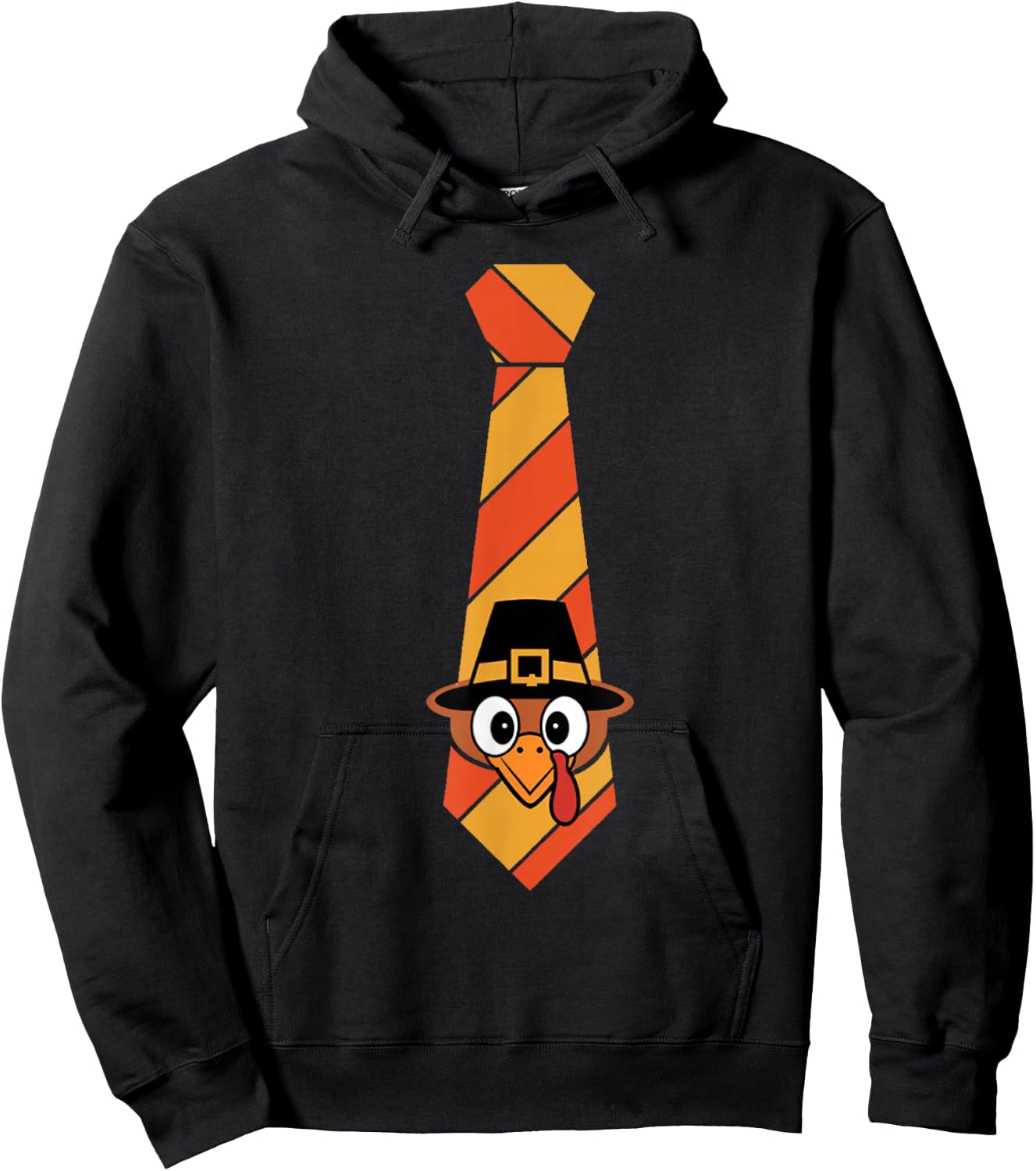 Funny Thanksgiving Tie With Turkey For Family Dinner Hoodie - Hoodie | Black